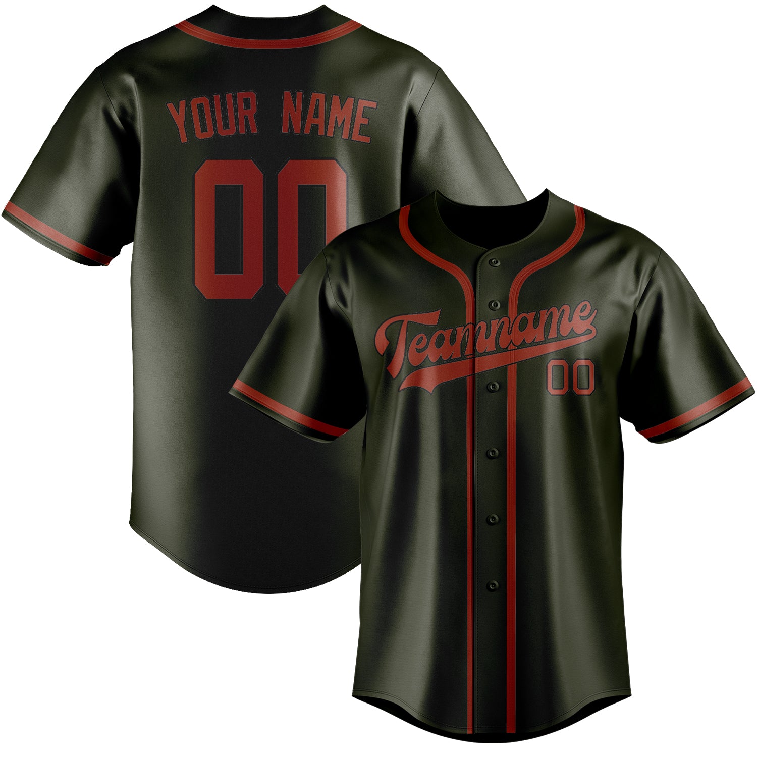 Custom Olive Coral Red Baseball Jersey