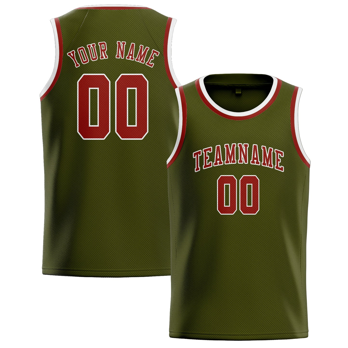 Custom Olive Coral Red Basketball Jersey