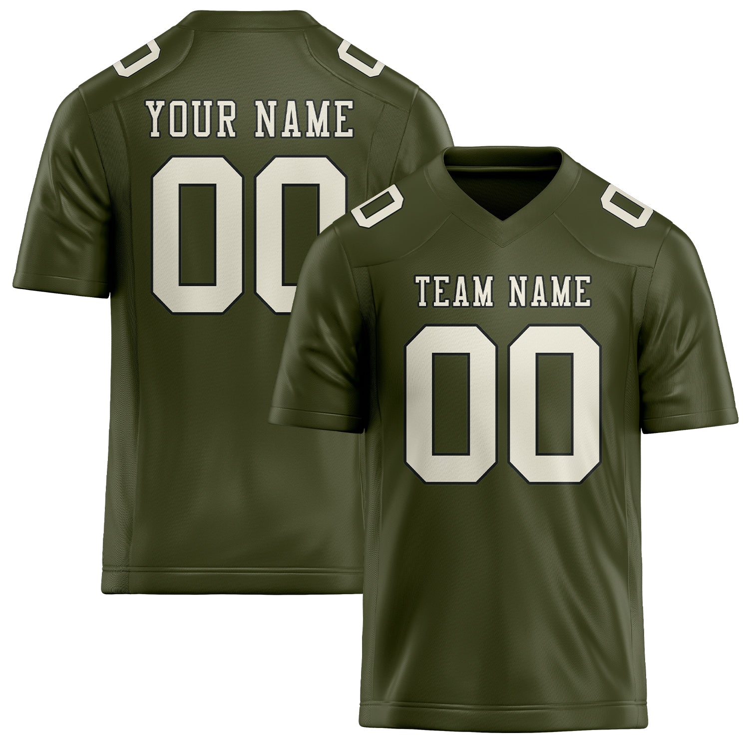 Custom Olive Cream Football Jersey