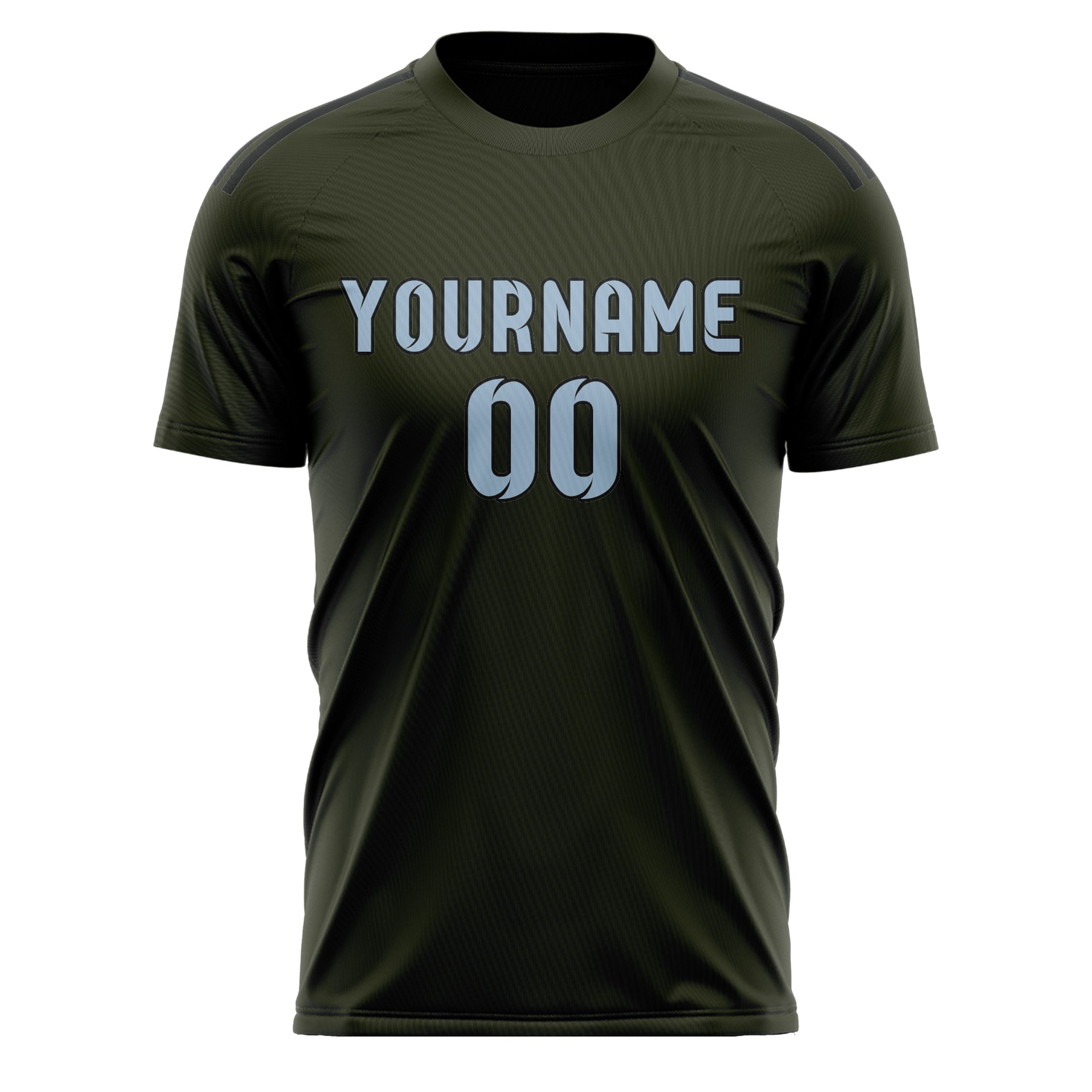 Custom Olive Light Blue Soccer Jersey
