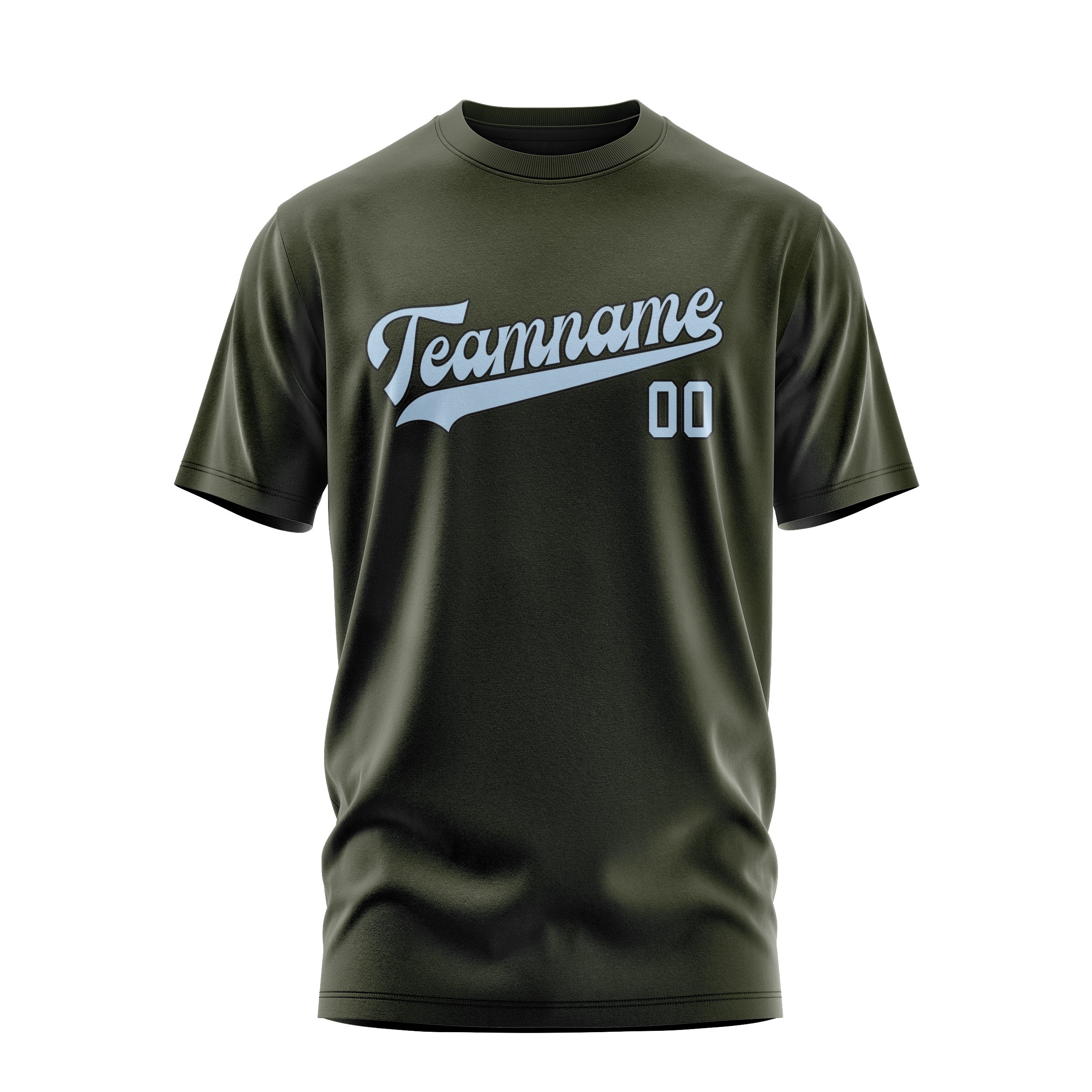 Custom Olive Light Blue T-Shirt