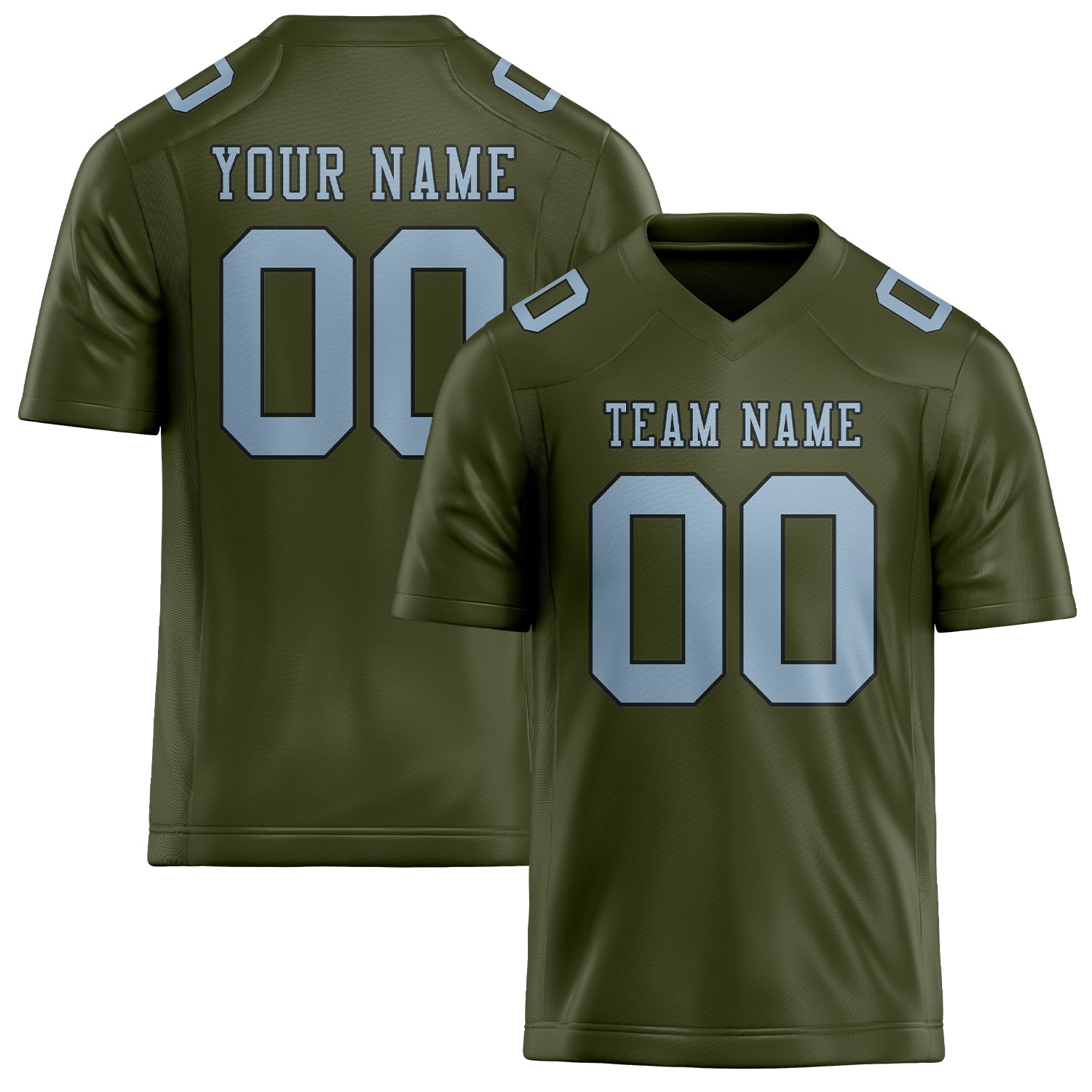 Custom Olive Light Blue Football Jersey