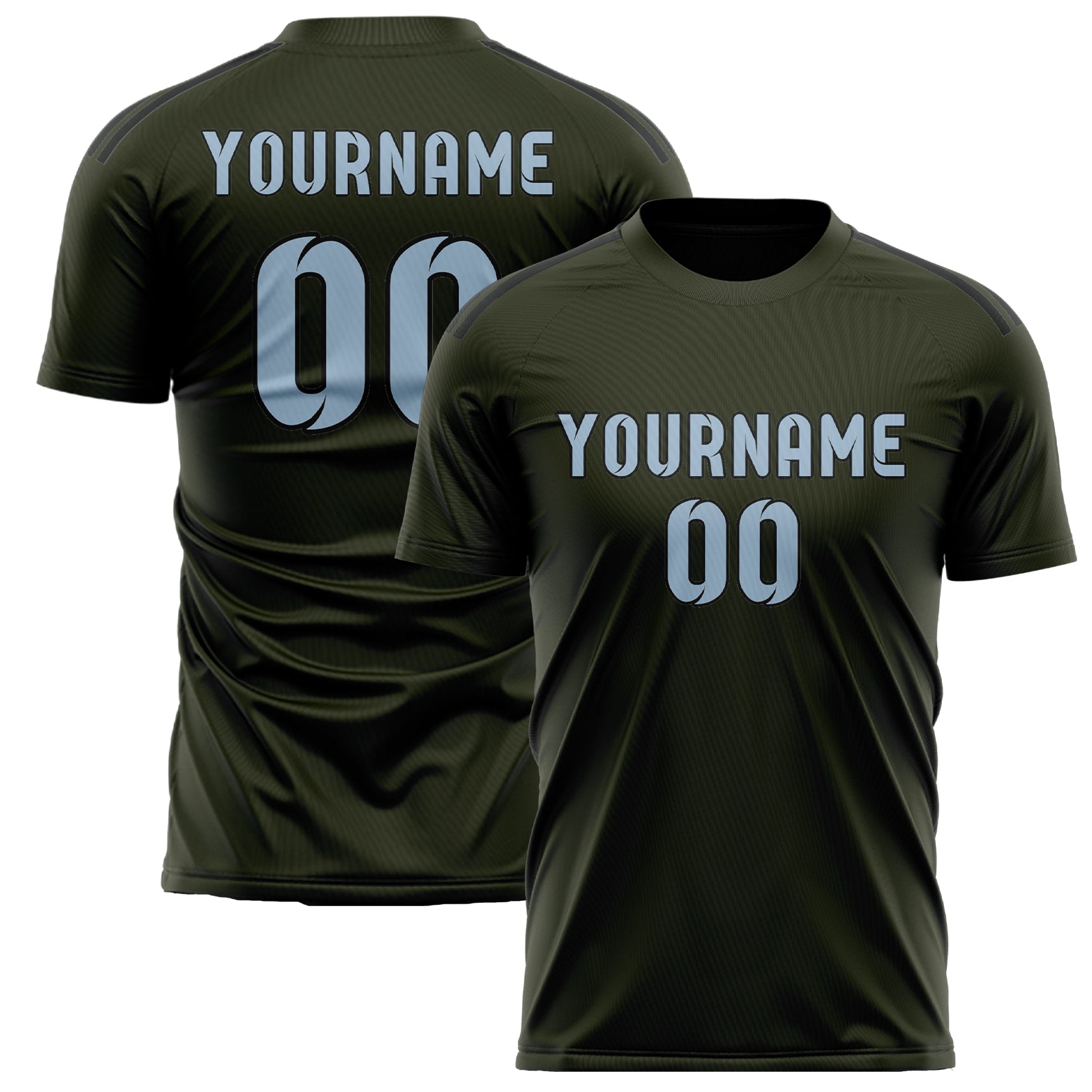 Custom Olive Light Blue Soccer Jersey
