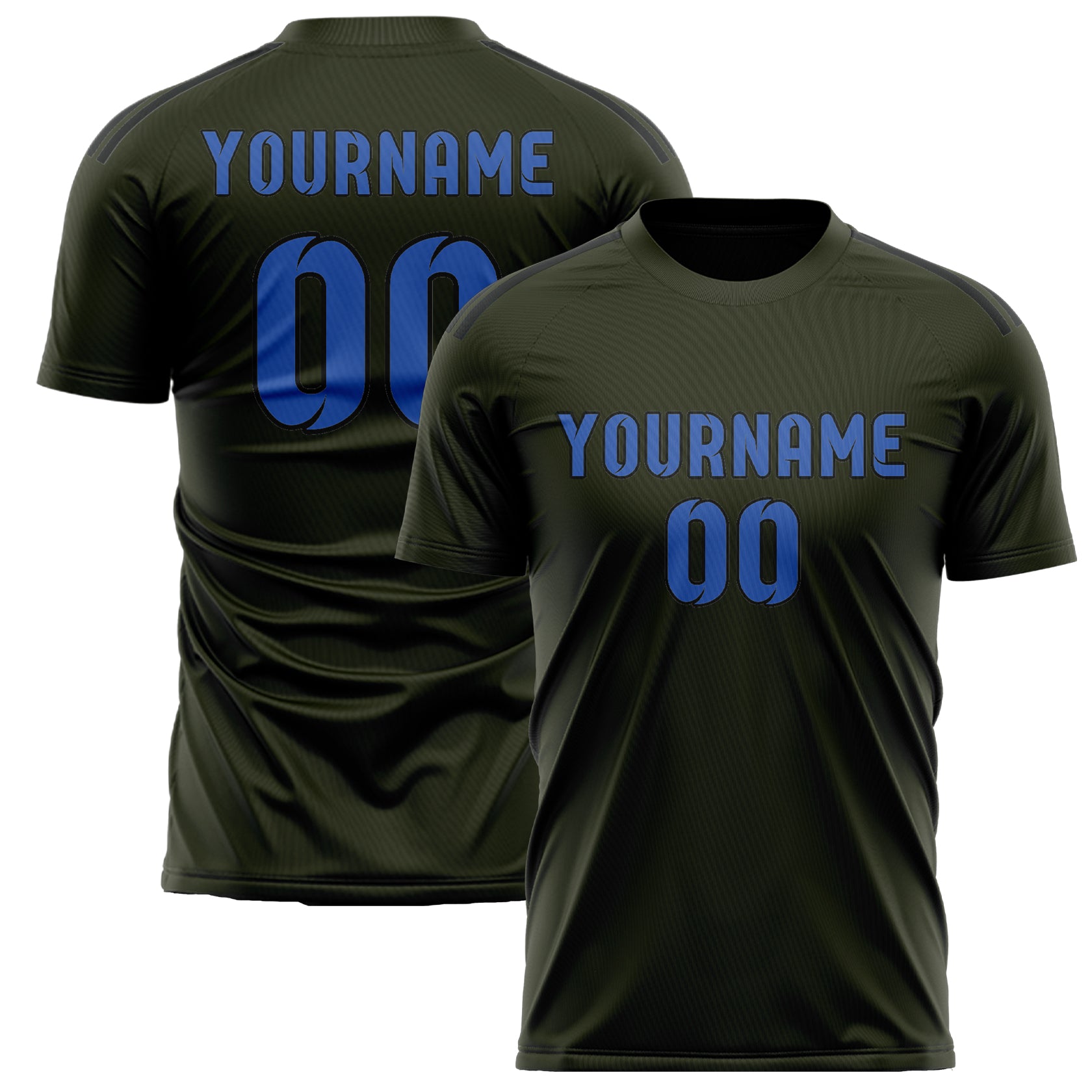 Custom Olive Sky Blue Soccer Jersey