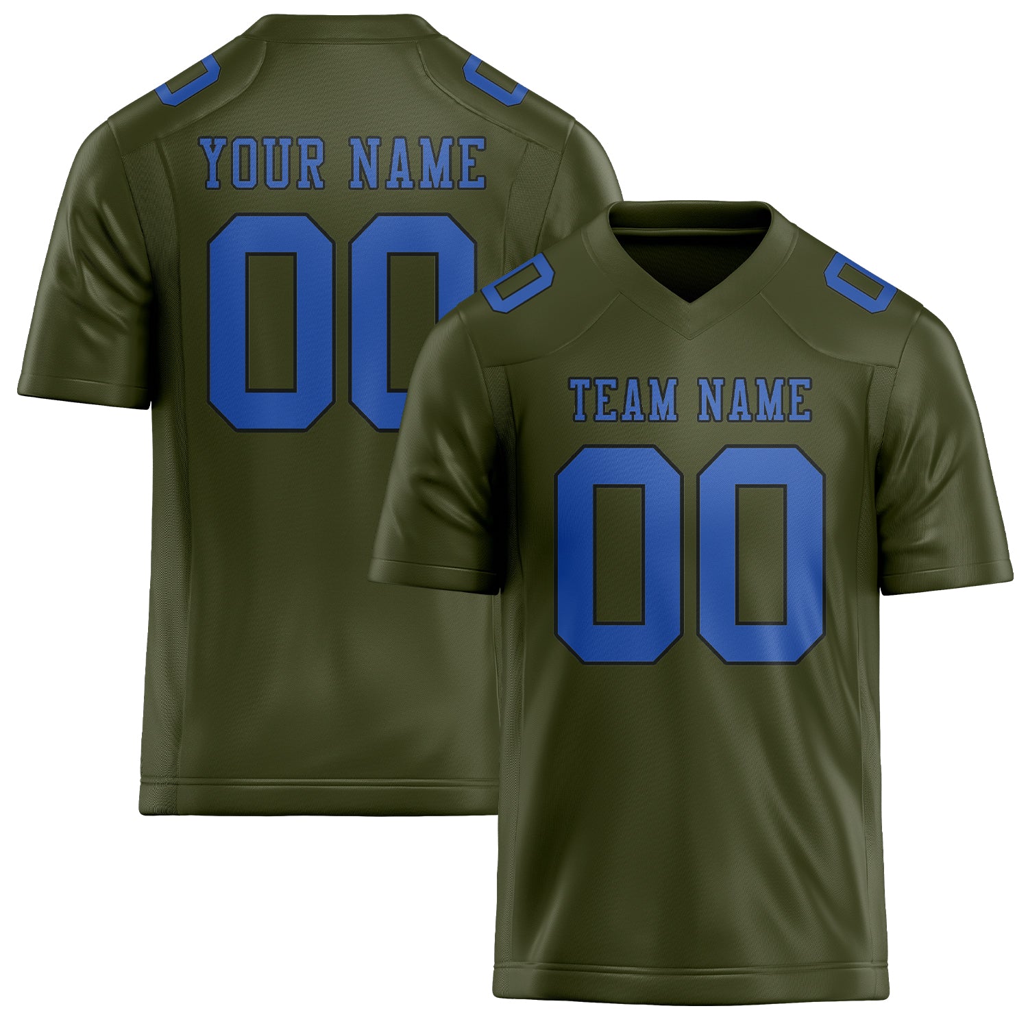 Custom Olive Sky Blue Football Jersey