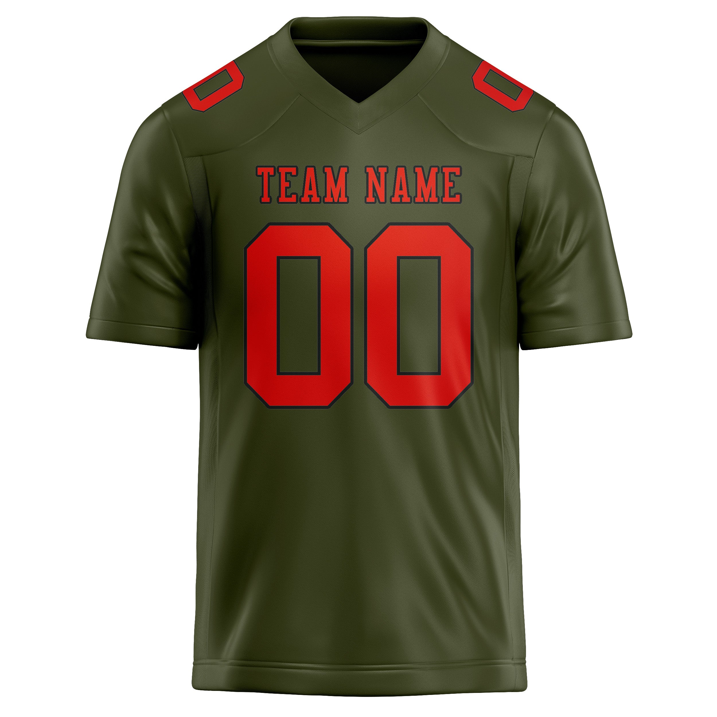 Custom Olive Orange Red Football Jersey
