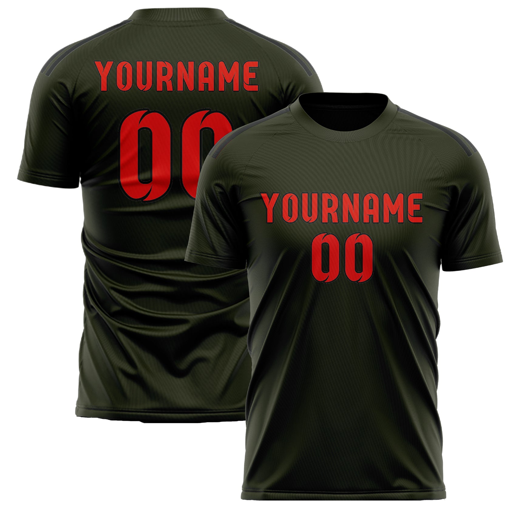 Custom Olive Orange Red Soccer Jersey