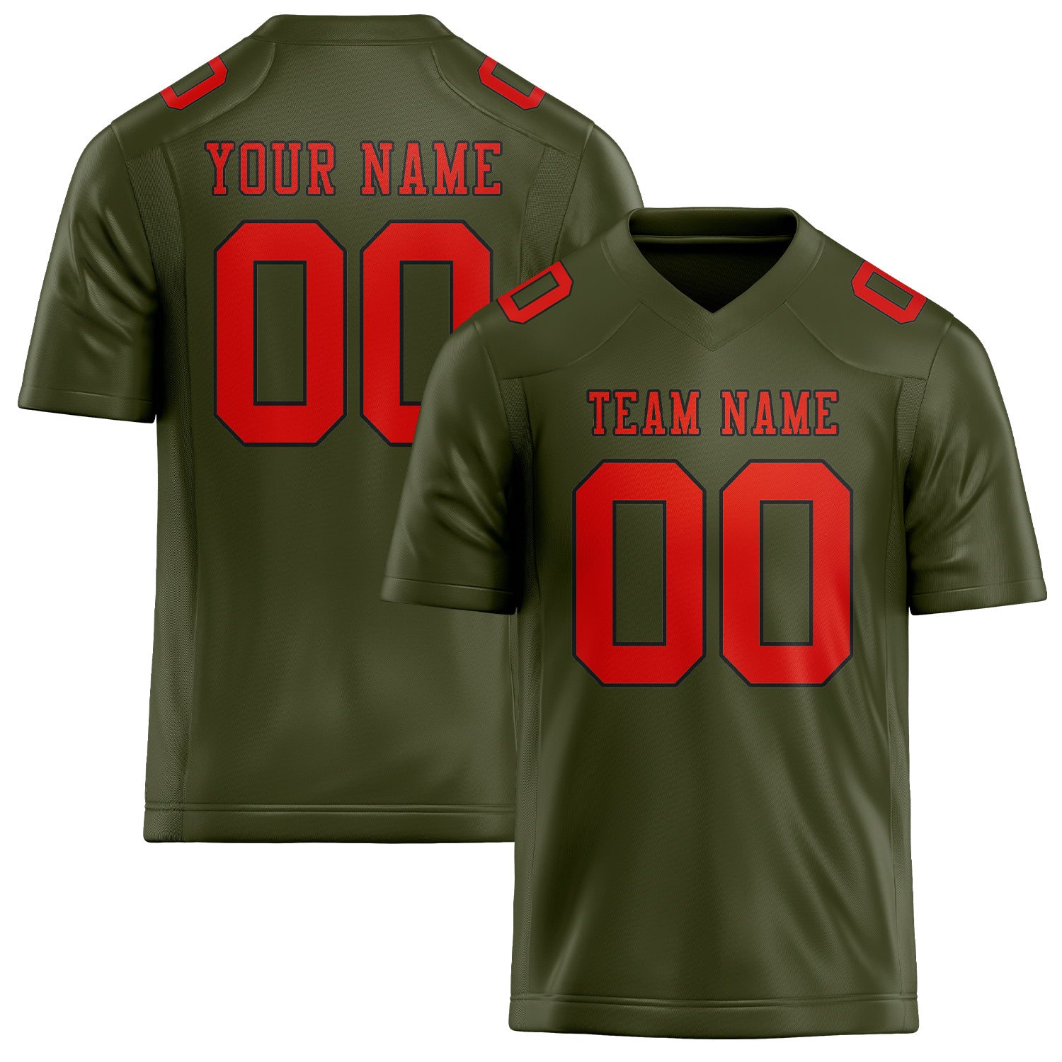 Custom Olive Orange Red Football Jersey