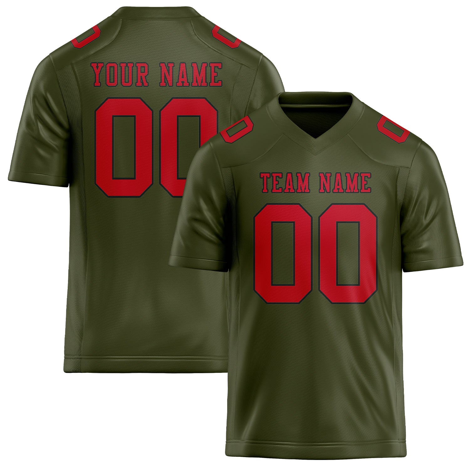 Custom Olive Red Football Jersey