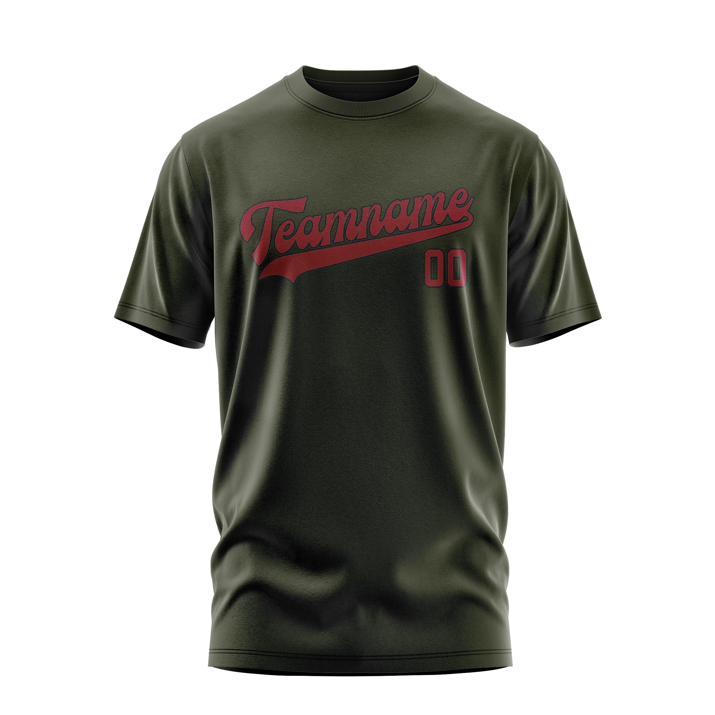 Custom Olive Crimson Red T-Shirt