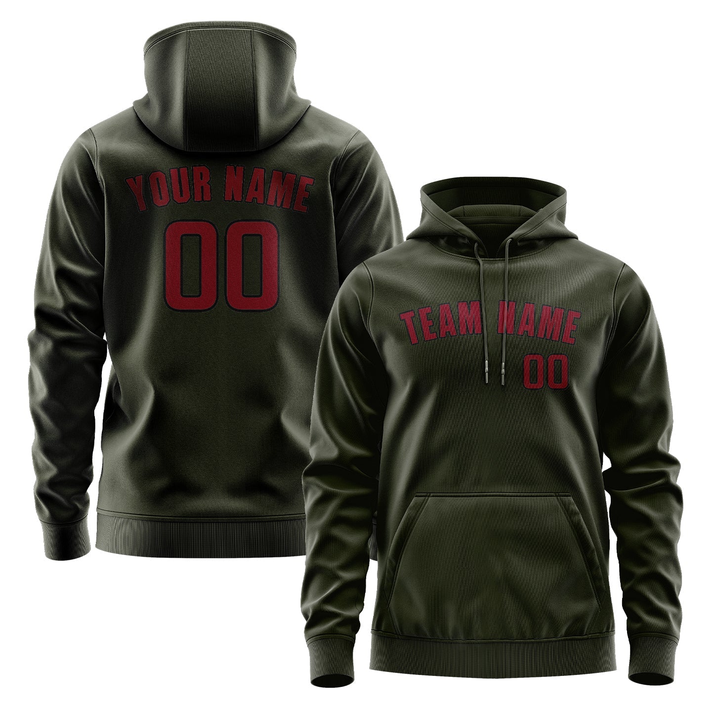 Custom Olive Crimson Red Hoodie