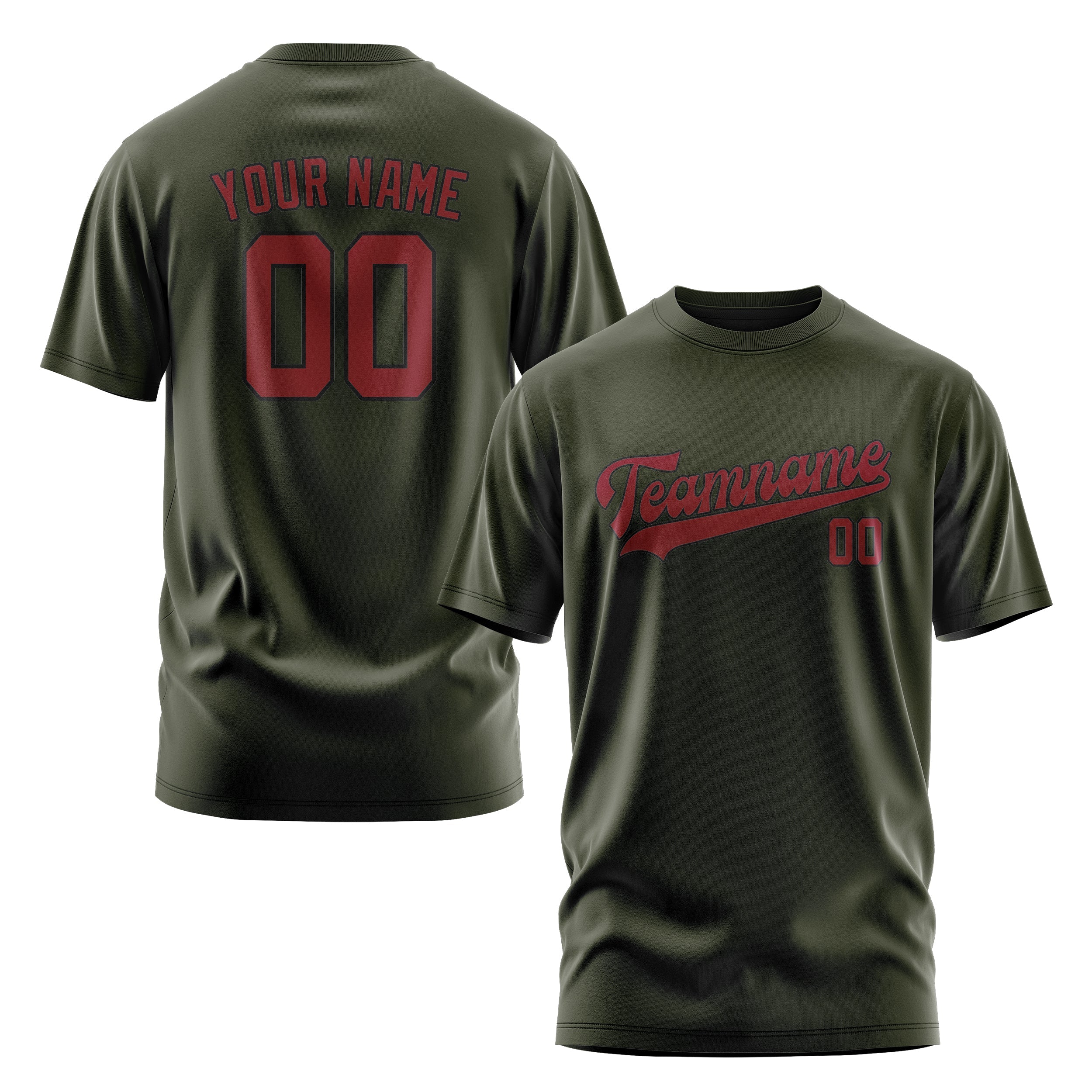 Custom Olive Crimson Red T-Shirt
