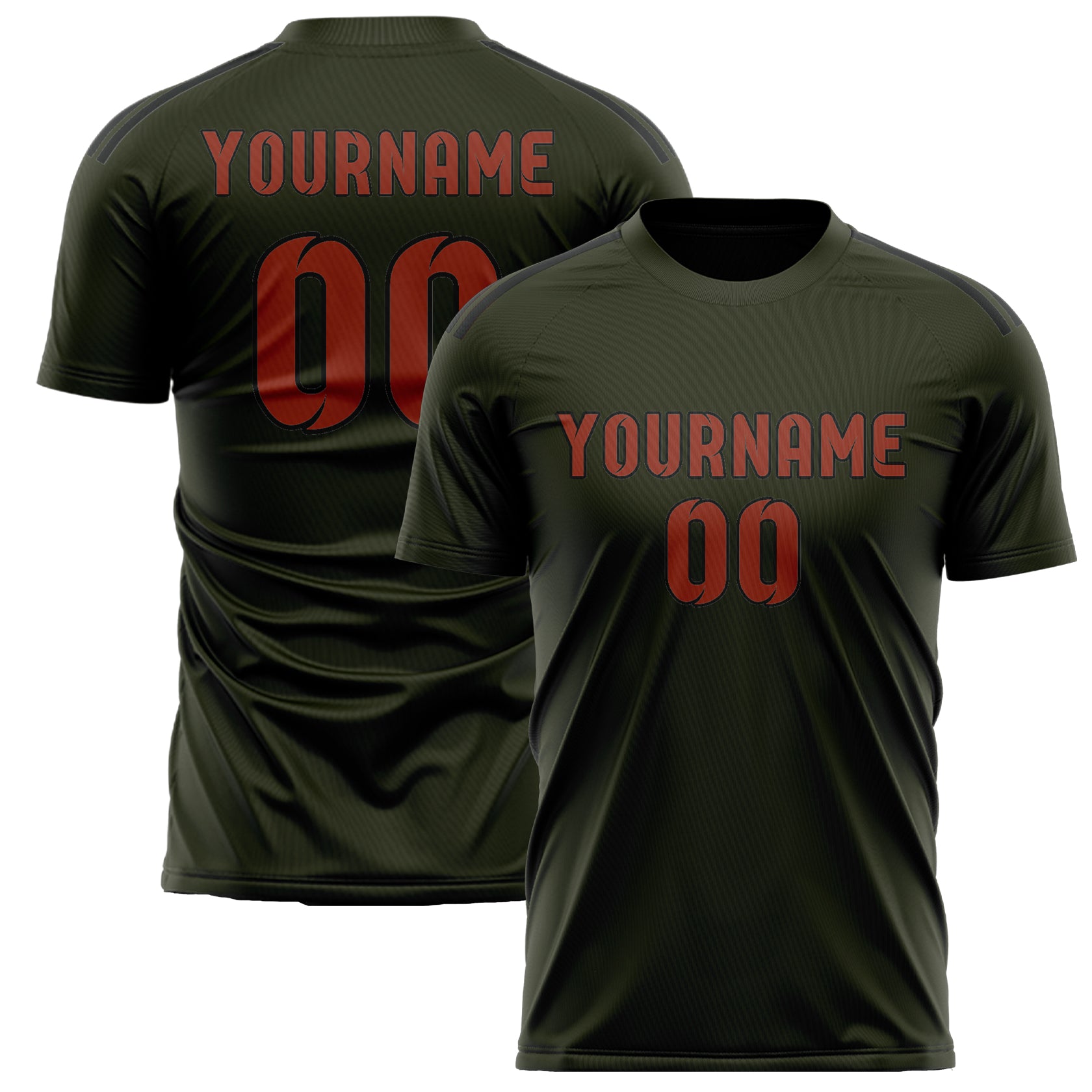 Custom Olive Coral Red Soccer Jersey