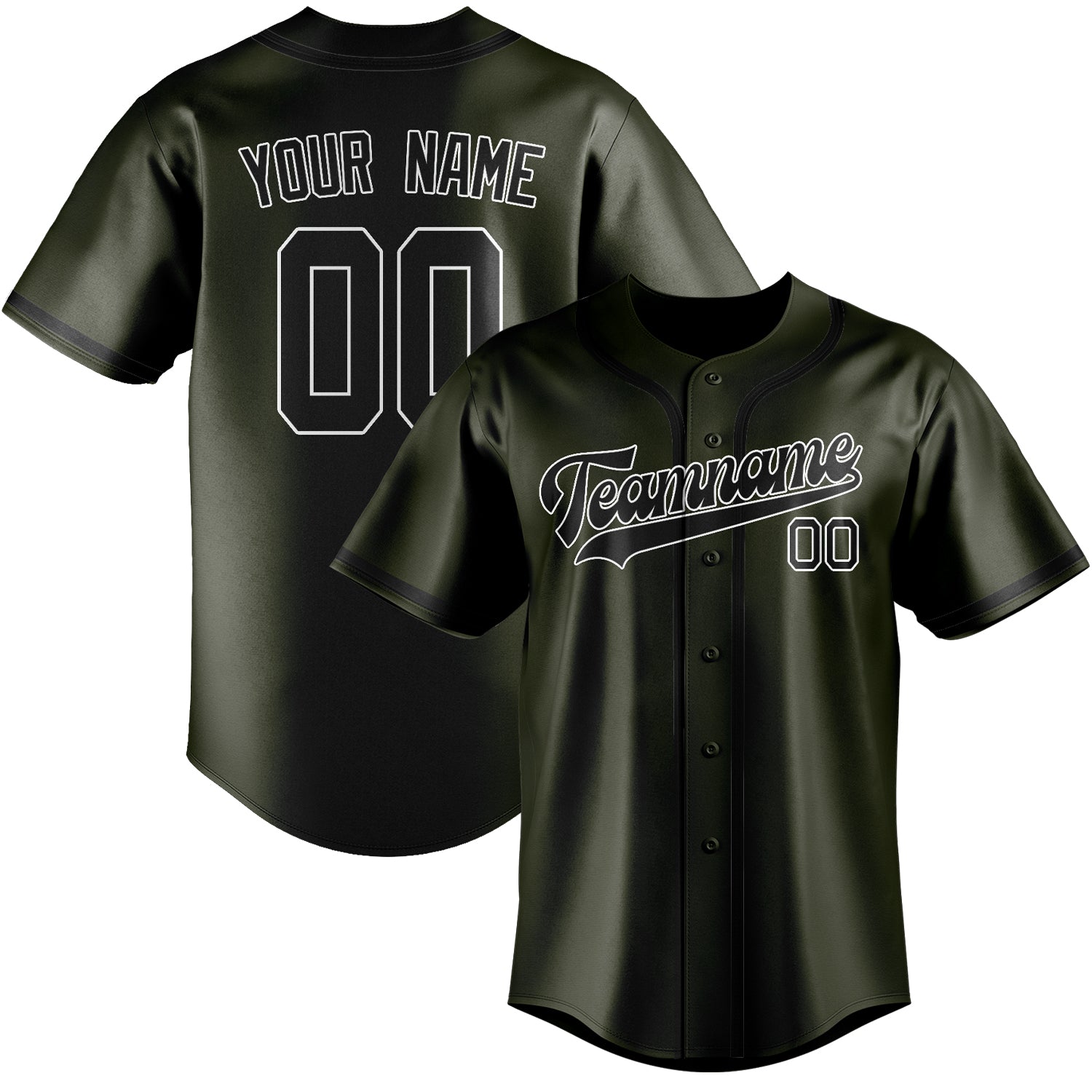 Custom Olive Black Baseball Jersey