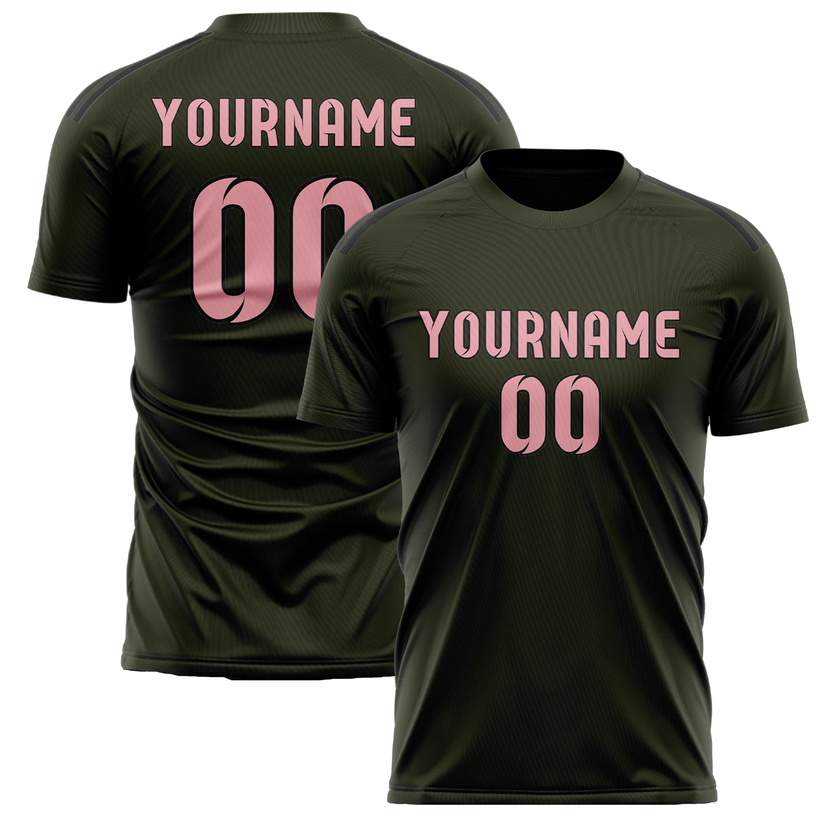 Custom Olive Light Pink Soccer Jersey
