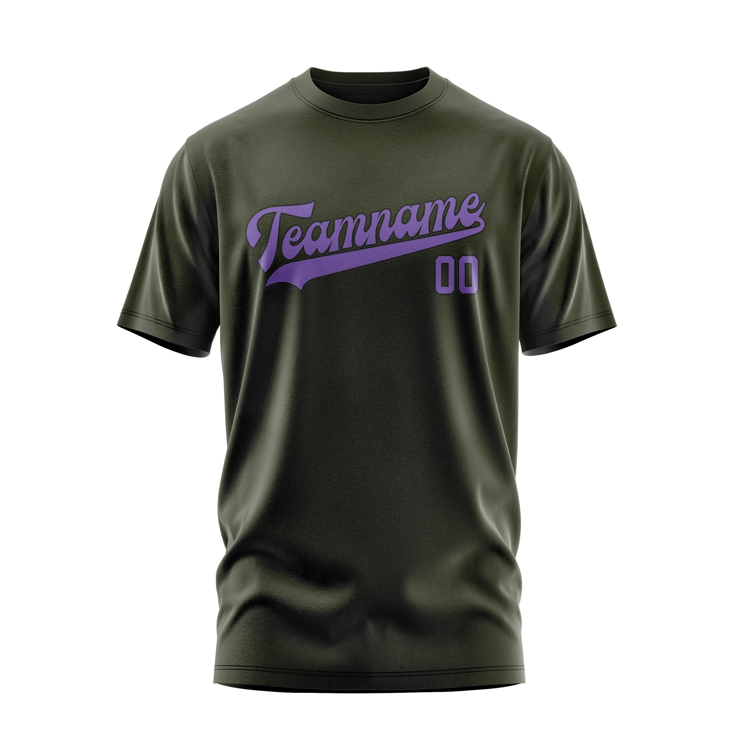 Custom Olive Light Purple T-Shirt