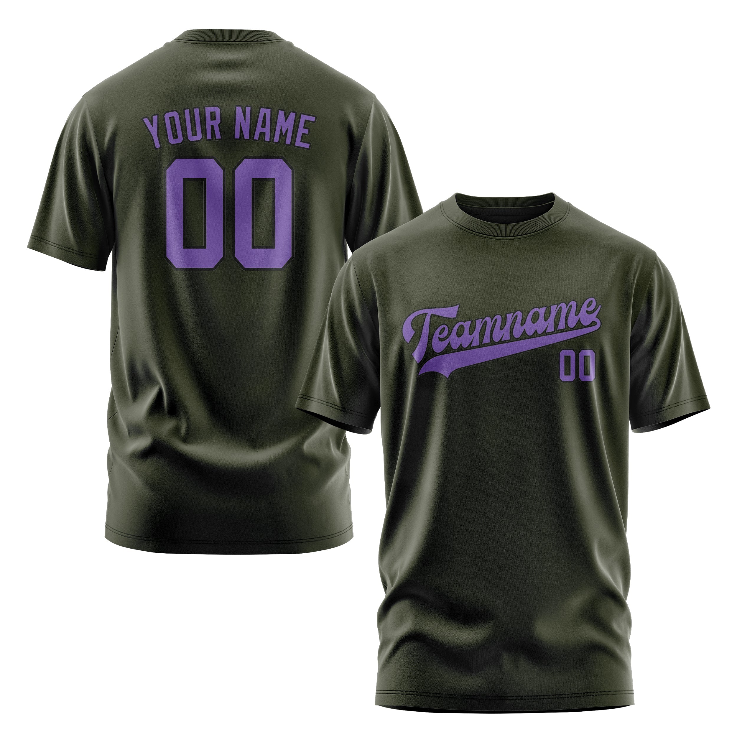 Custom Olive Light Purple T-Shirt