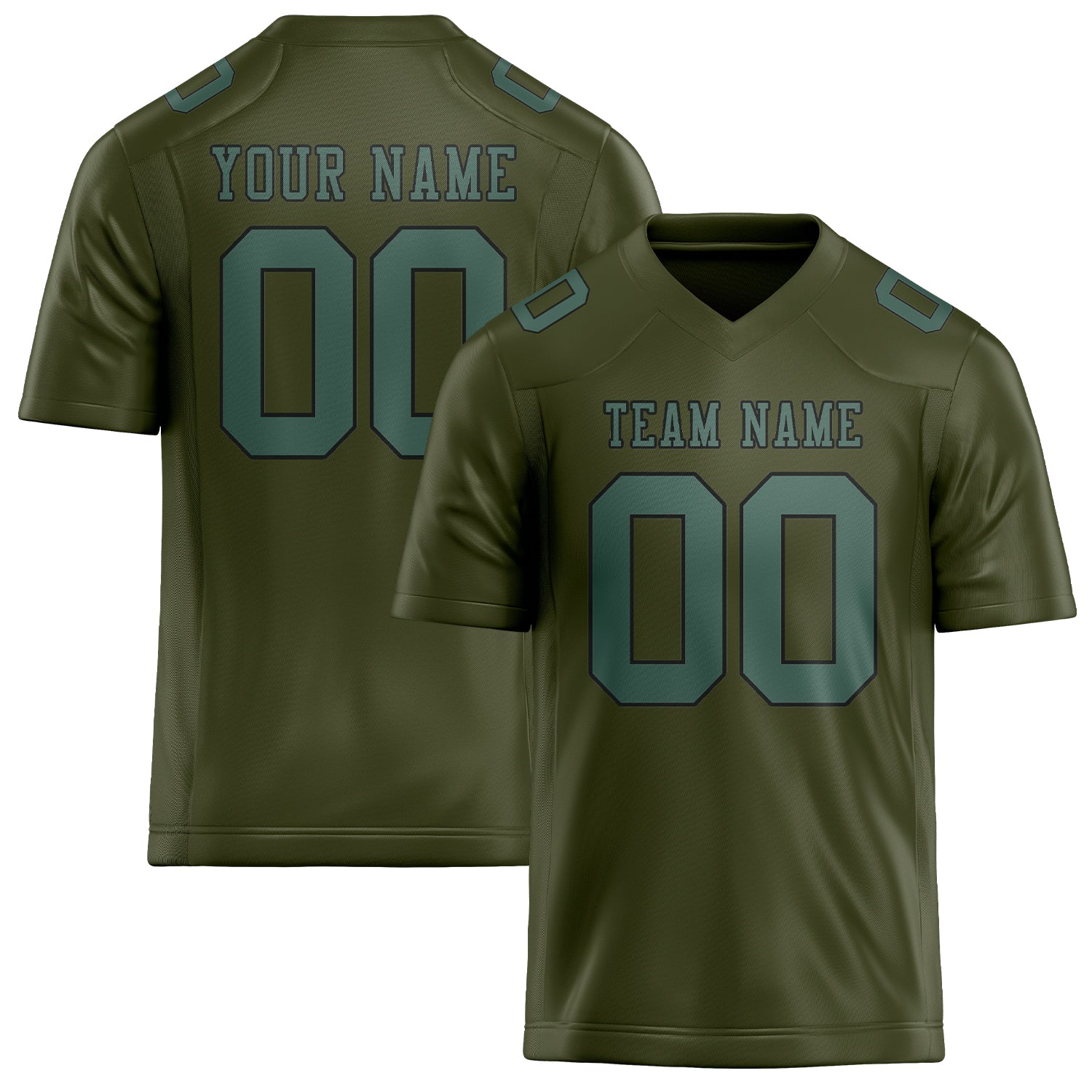 Custom Olive Blue Green Football Jersey