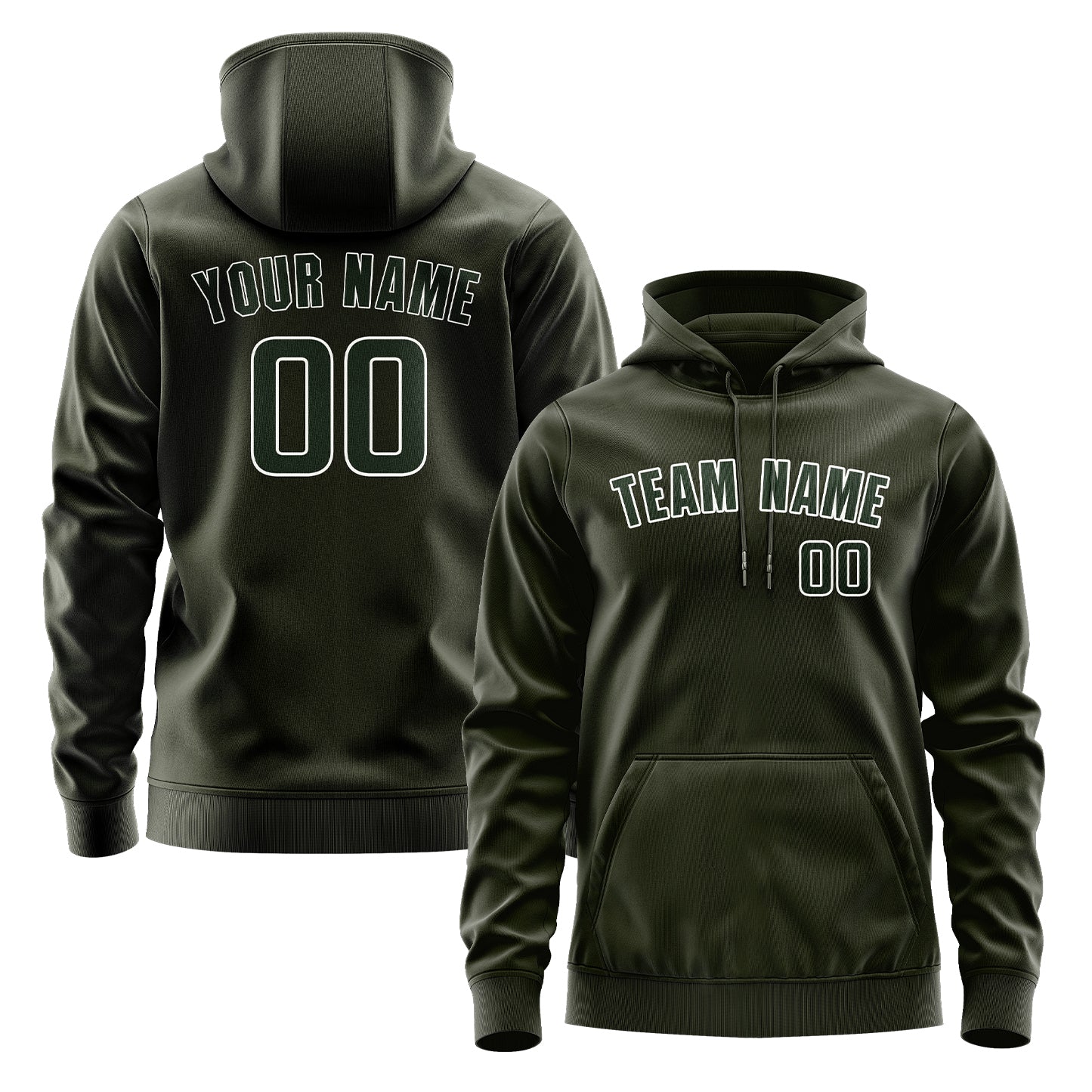 Custom Olive Dark Green Hoodie