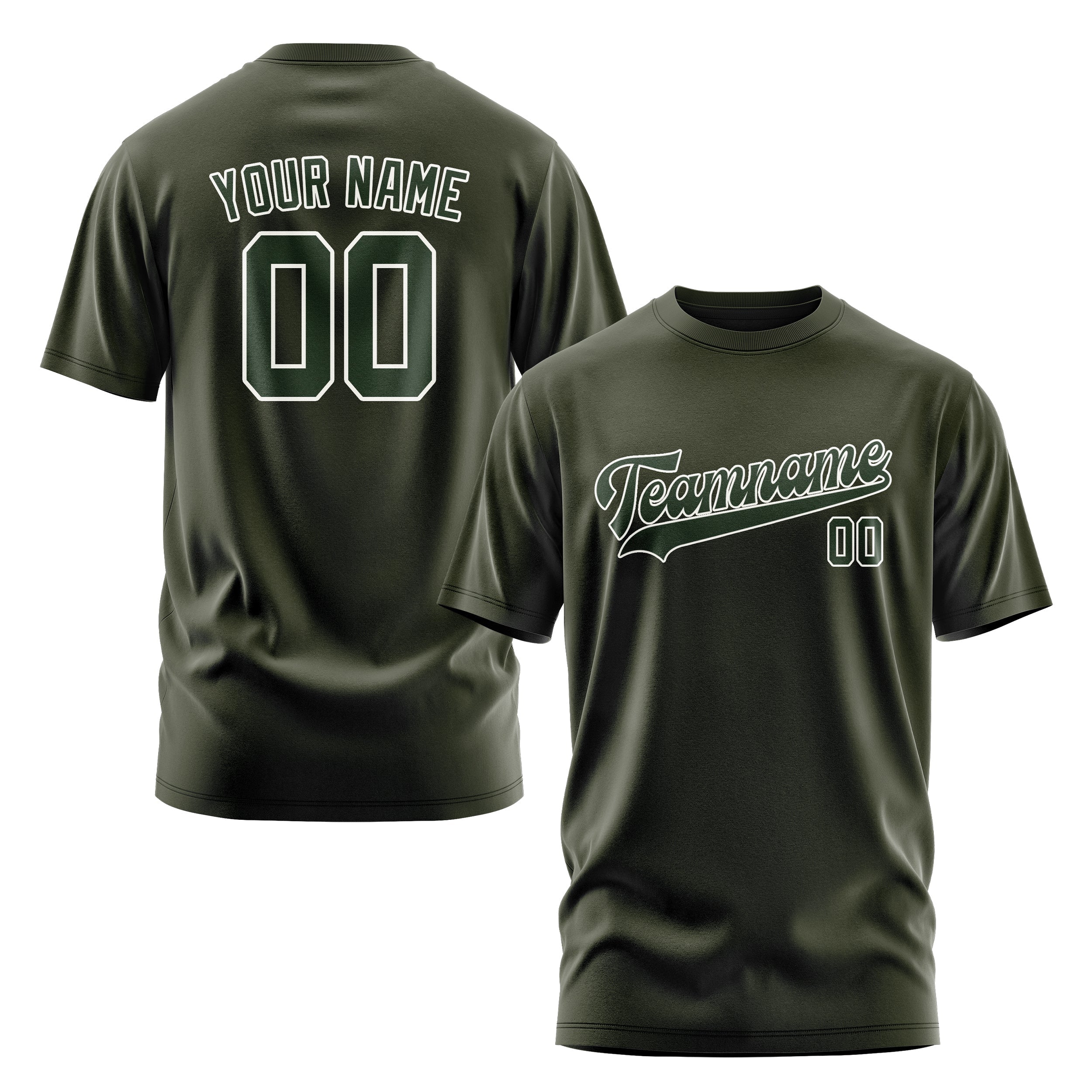 Custom Olive Dark Green T-Shirt