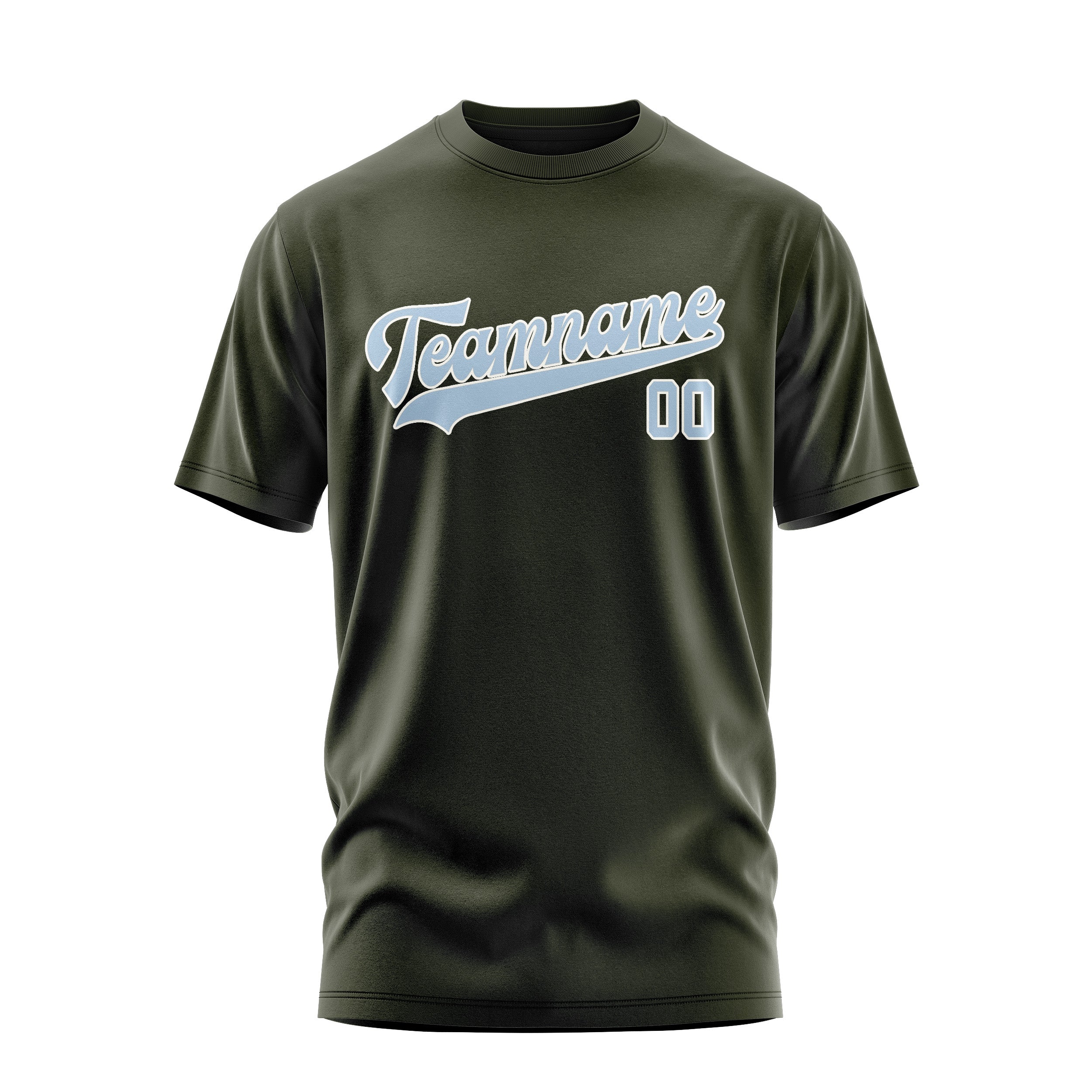 Custom Olive Light Blue T-Shirt