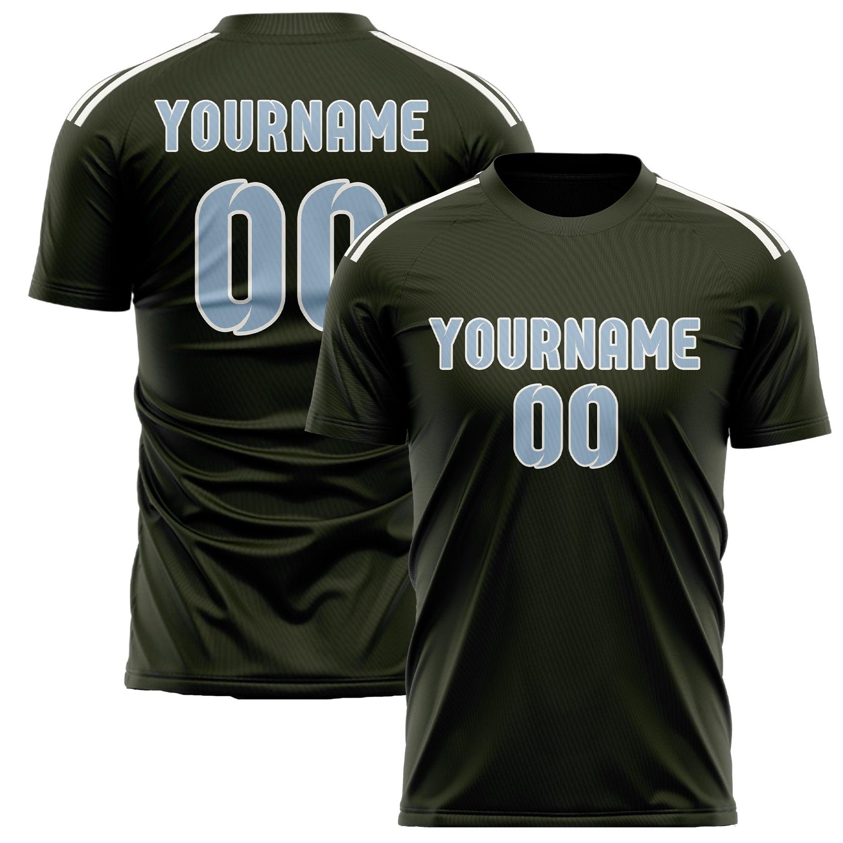 Custom Olive Light Blue Soccer Jersey