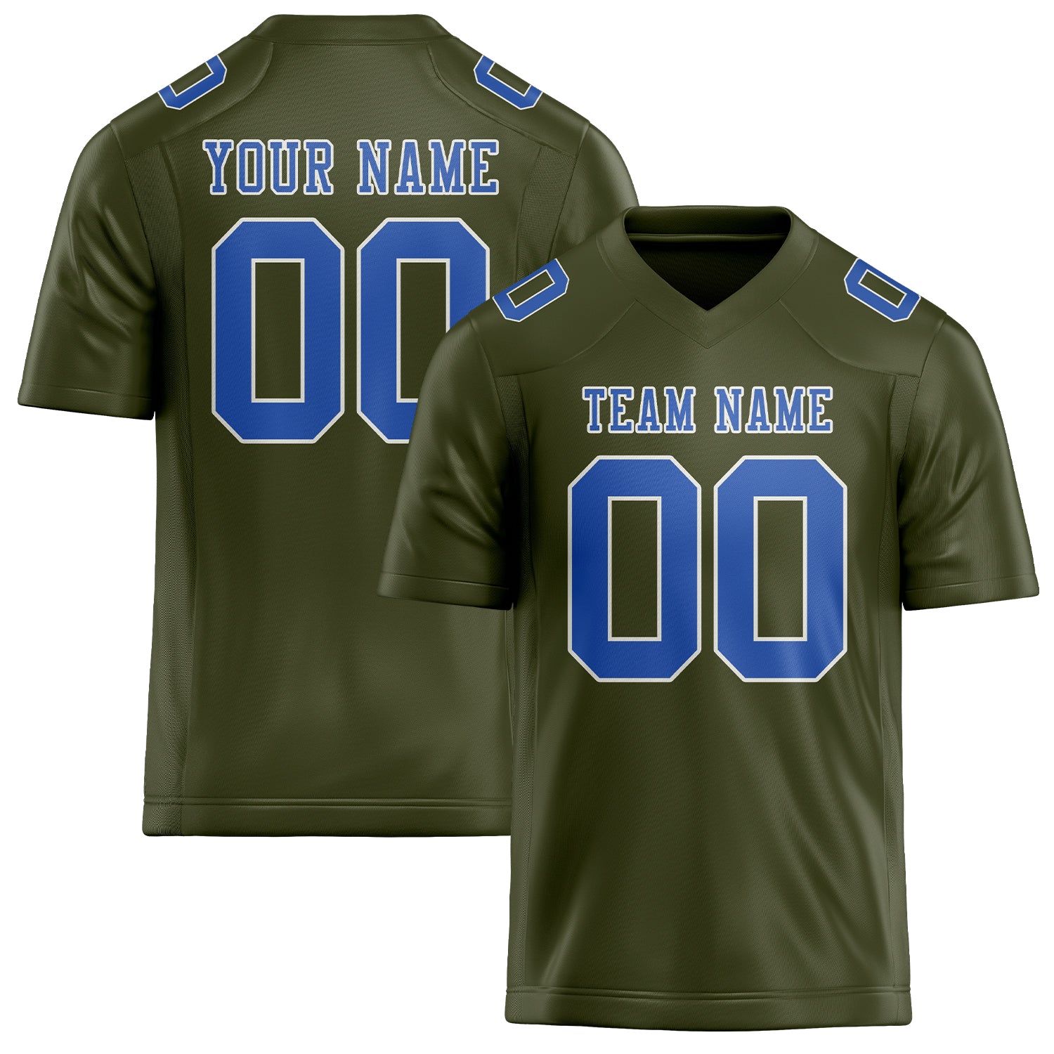 Custom Olive Sky Blue Football Jersey