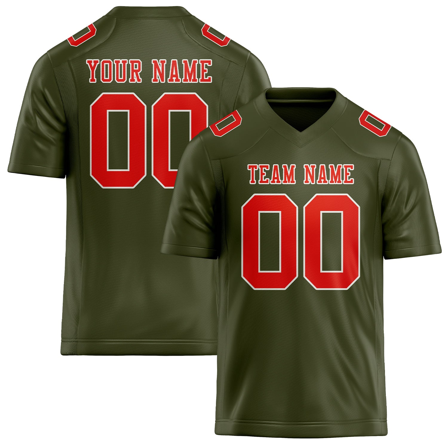 Custom Olive Orange Red Football Jersey