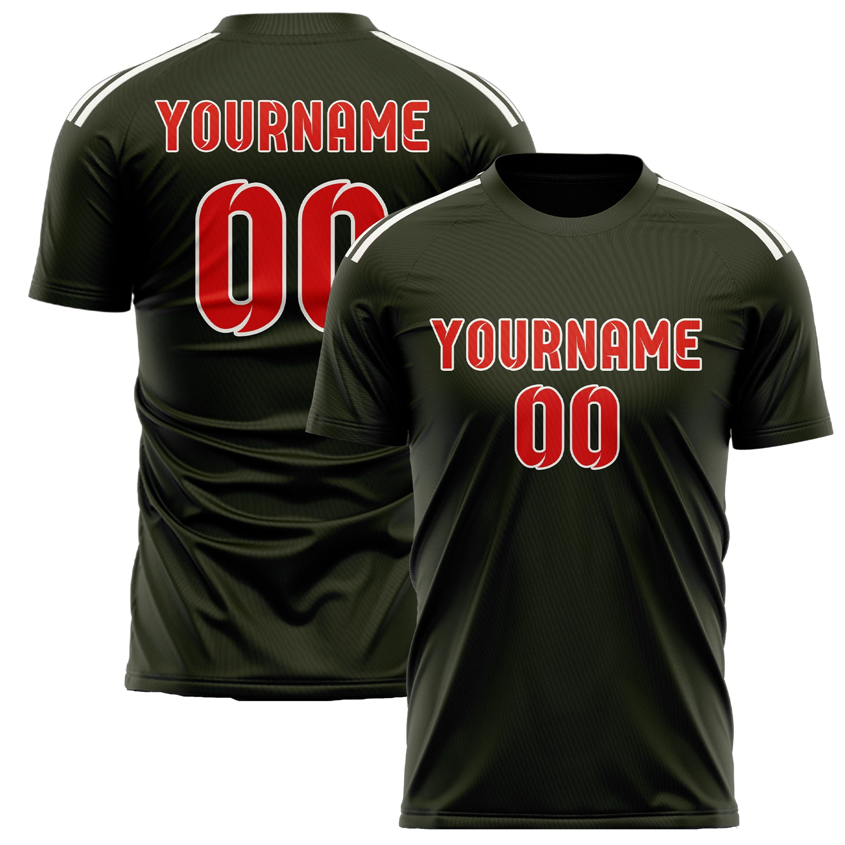 Custom Olive Orange Red Soccer Jersey