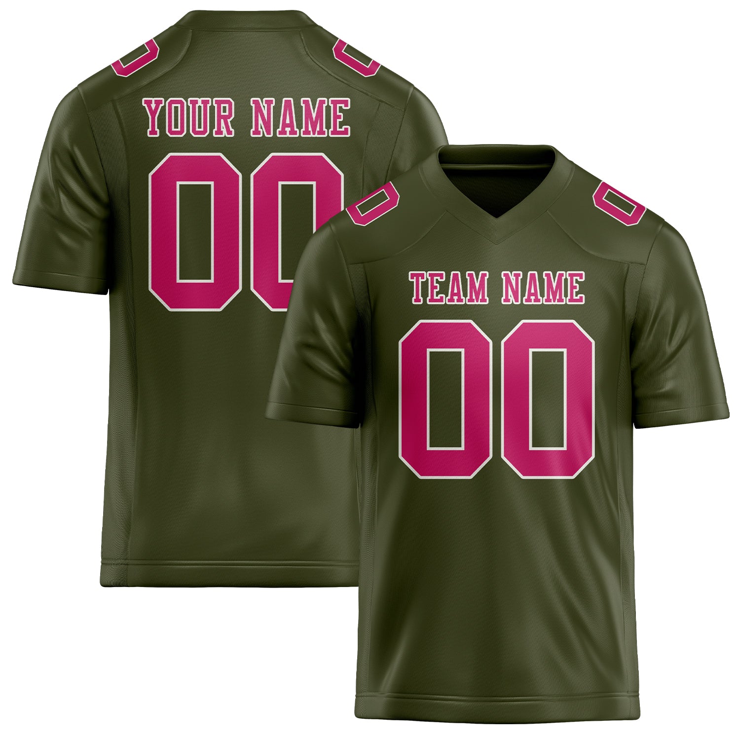 Custom Olive Pink Football Jersey