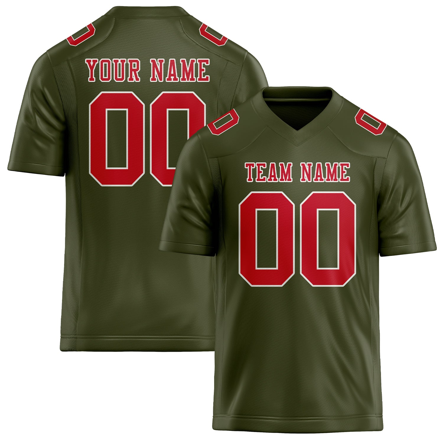 Custom Olive Red Football Jersey