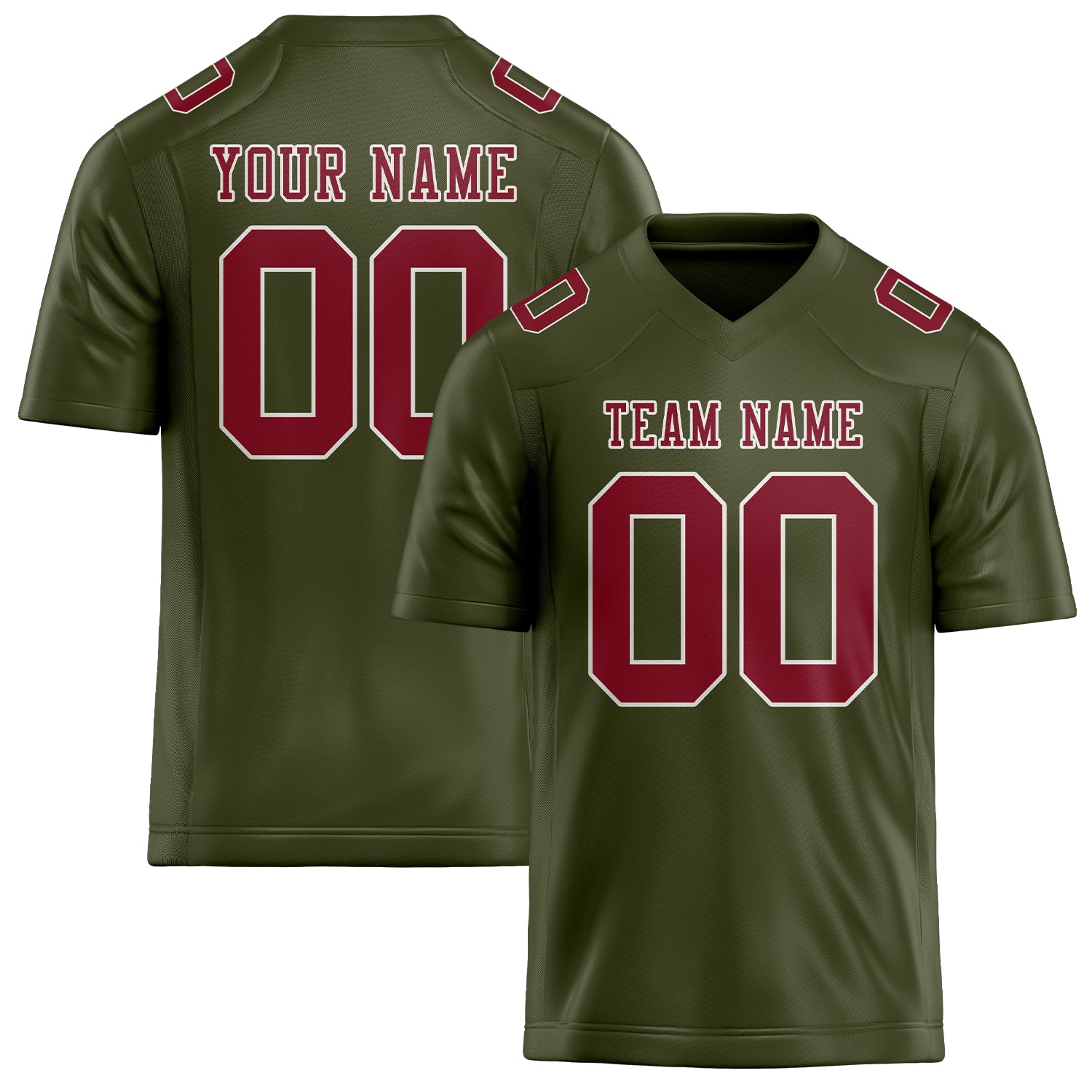 Custom Olive Crimson Red Football Jersey