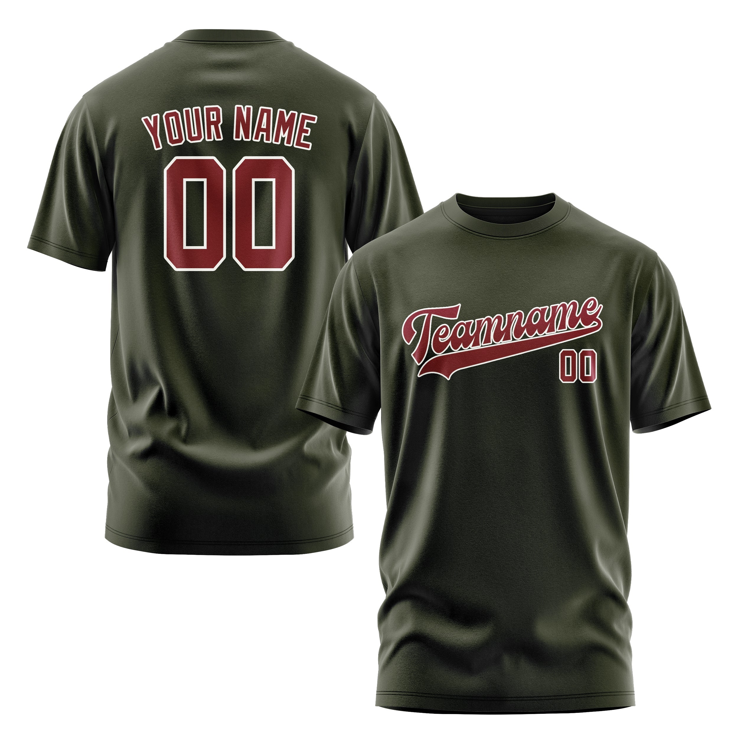 Custom Olive Crimson Red T-Shirt