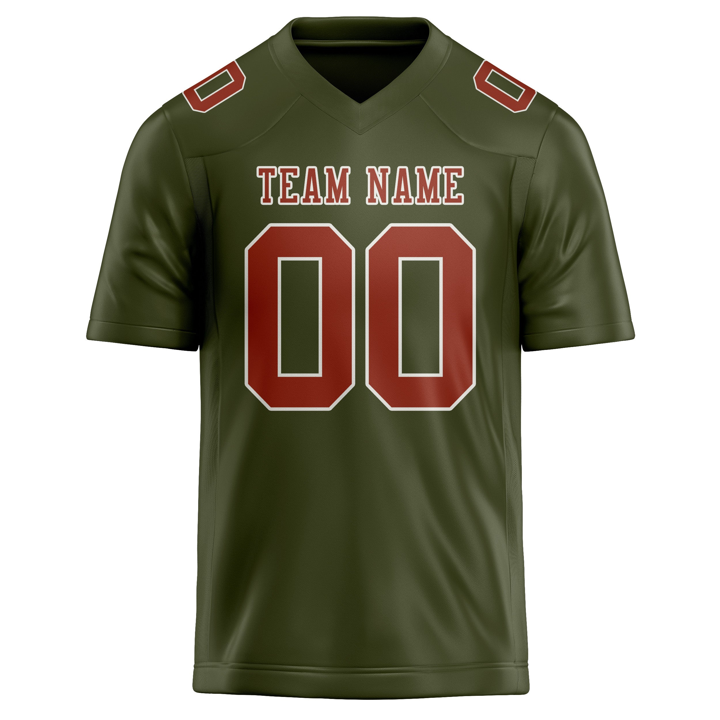 Custom Olive Coral Red Football Jersey