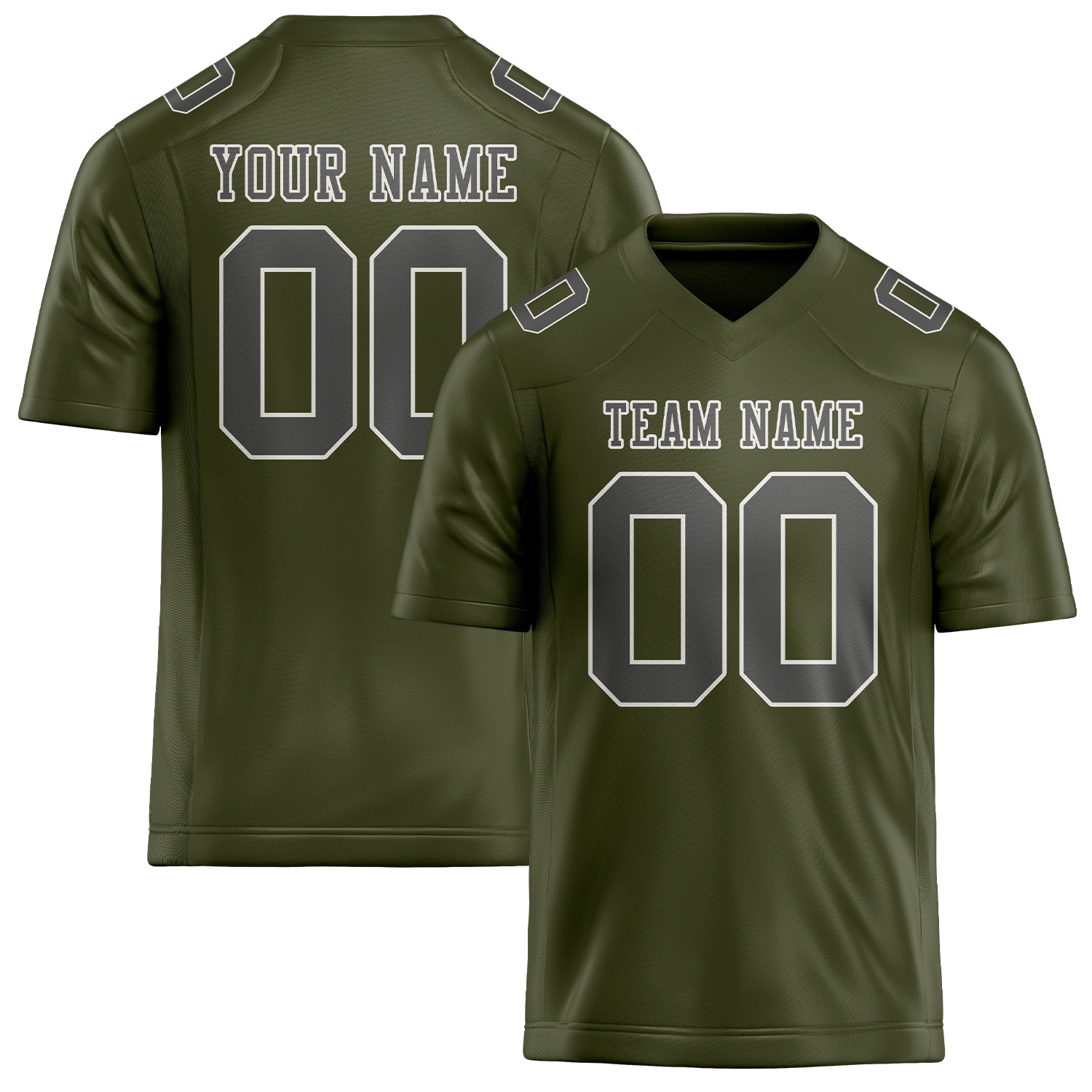 Custom Olive Dark Grey Football Jersey