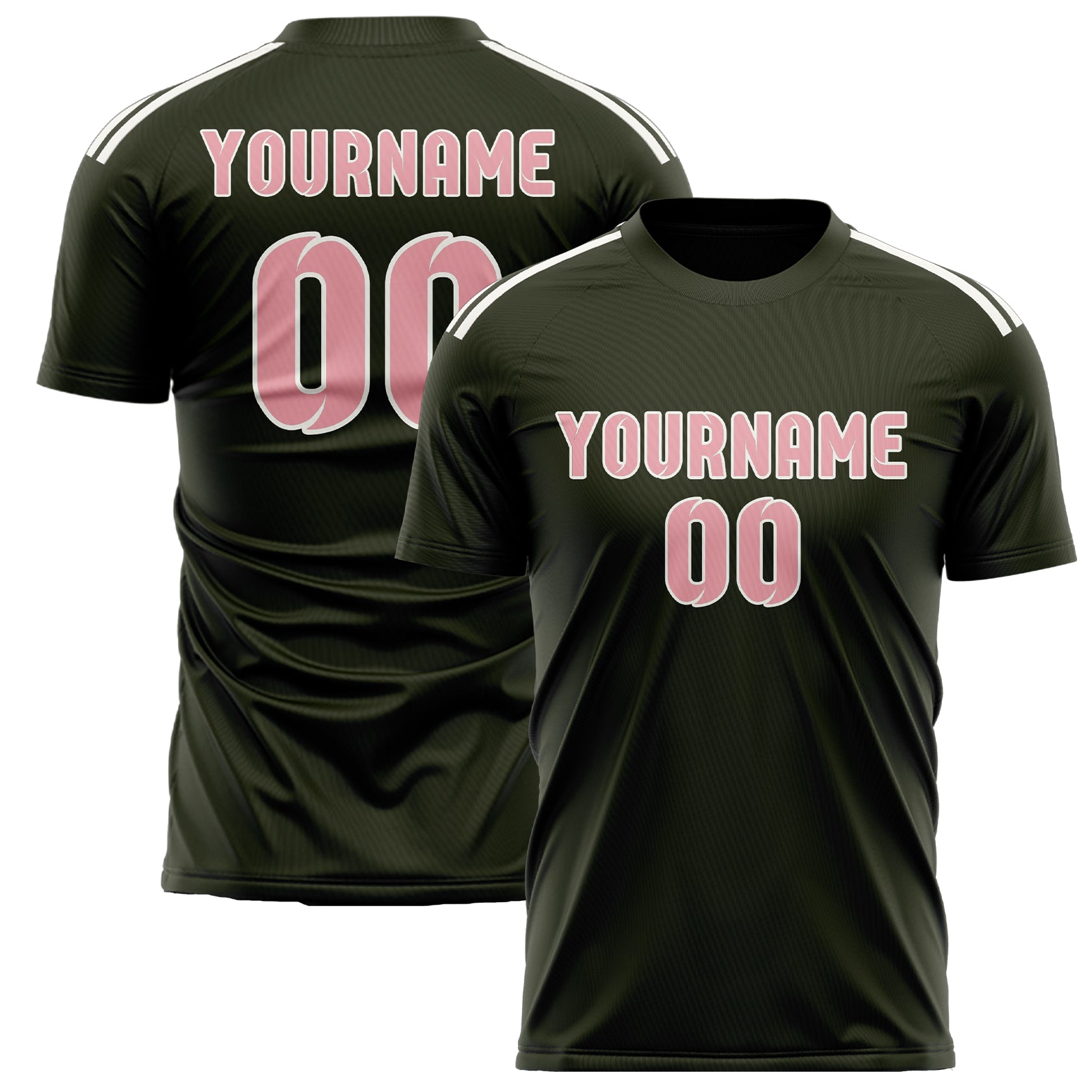 Custom Olive Light Pink Soccer Jersey