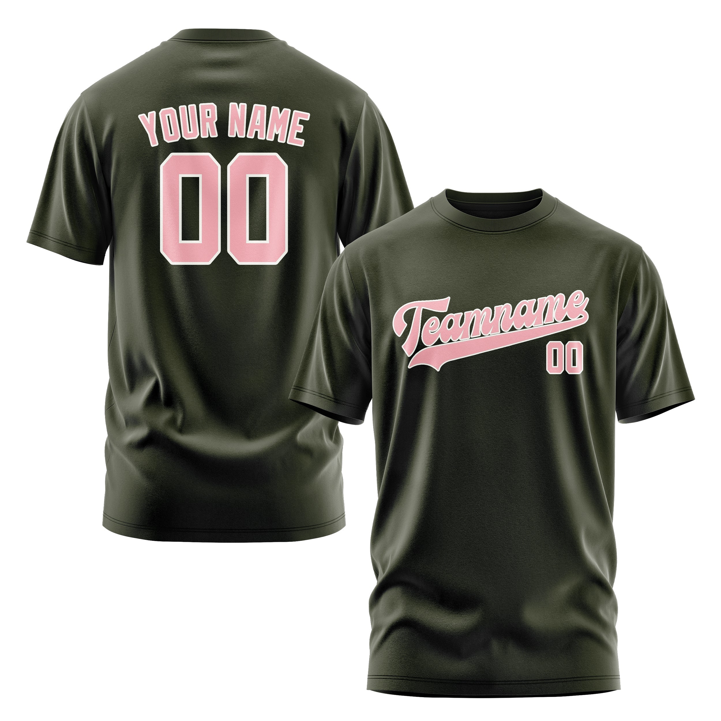 Custom Olive Light Pink T-Shirt