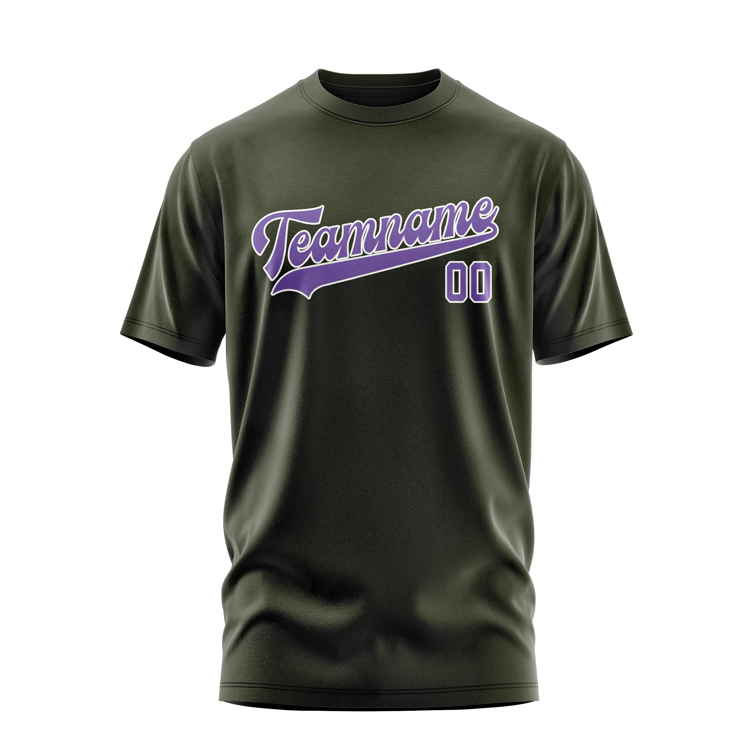 Custom Olive Light Purple T-Shirt
