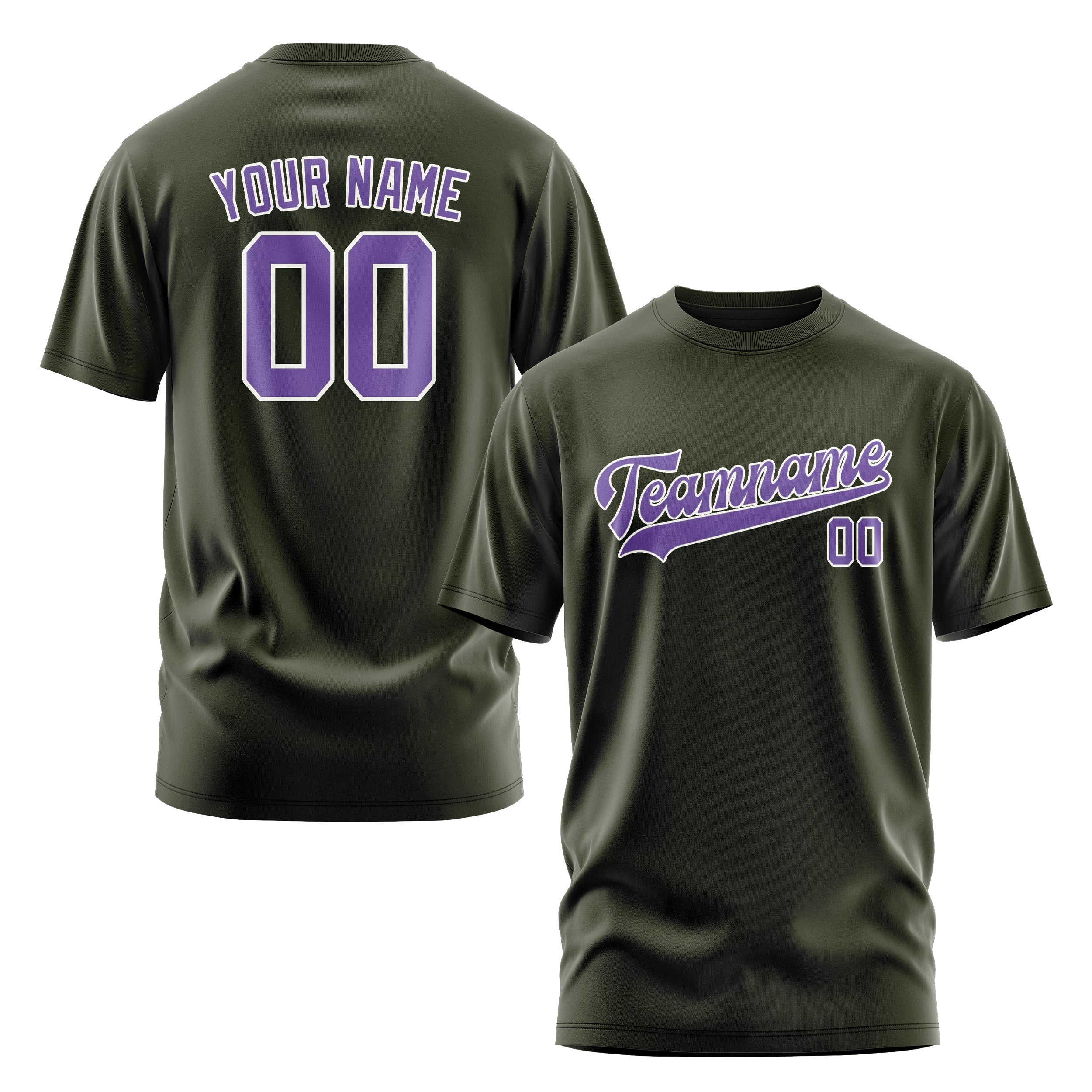 Custom Olive Light Purple T-Shirt