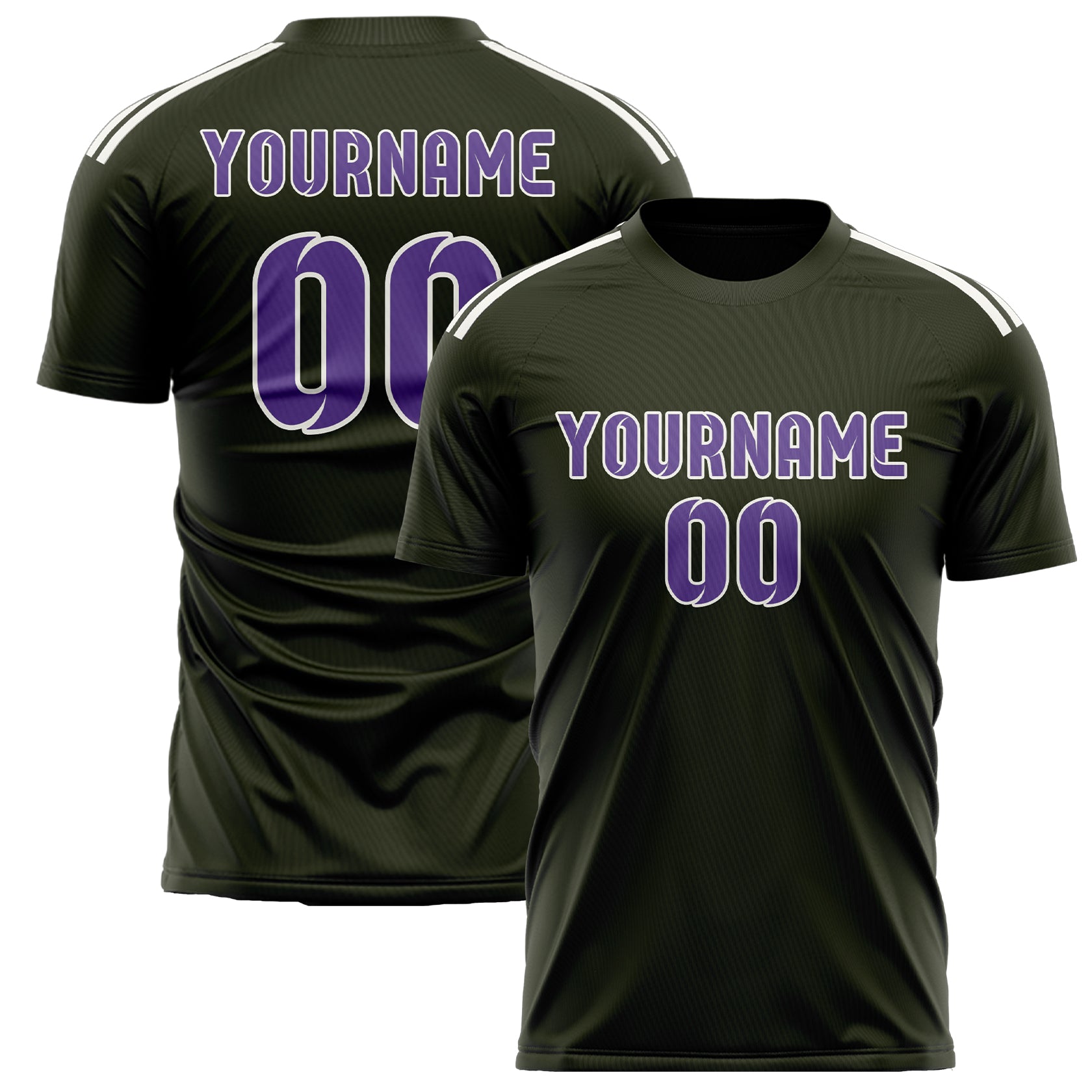 Custom Olive Light Purple Soccer Jersey