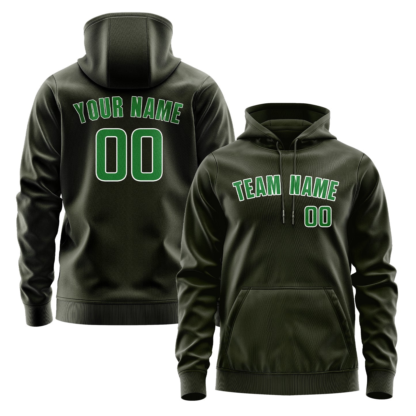 Custom Olive Emerald Green Hoodie