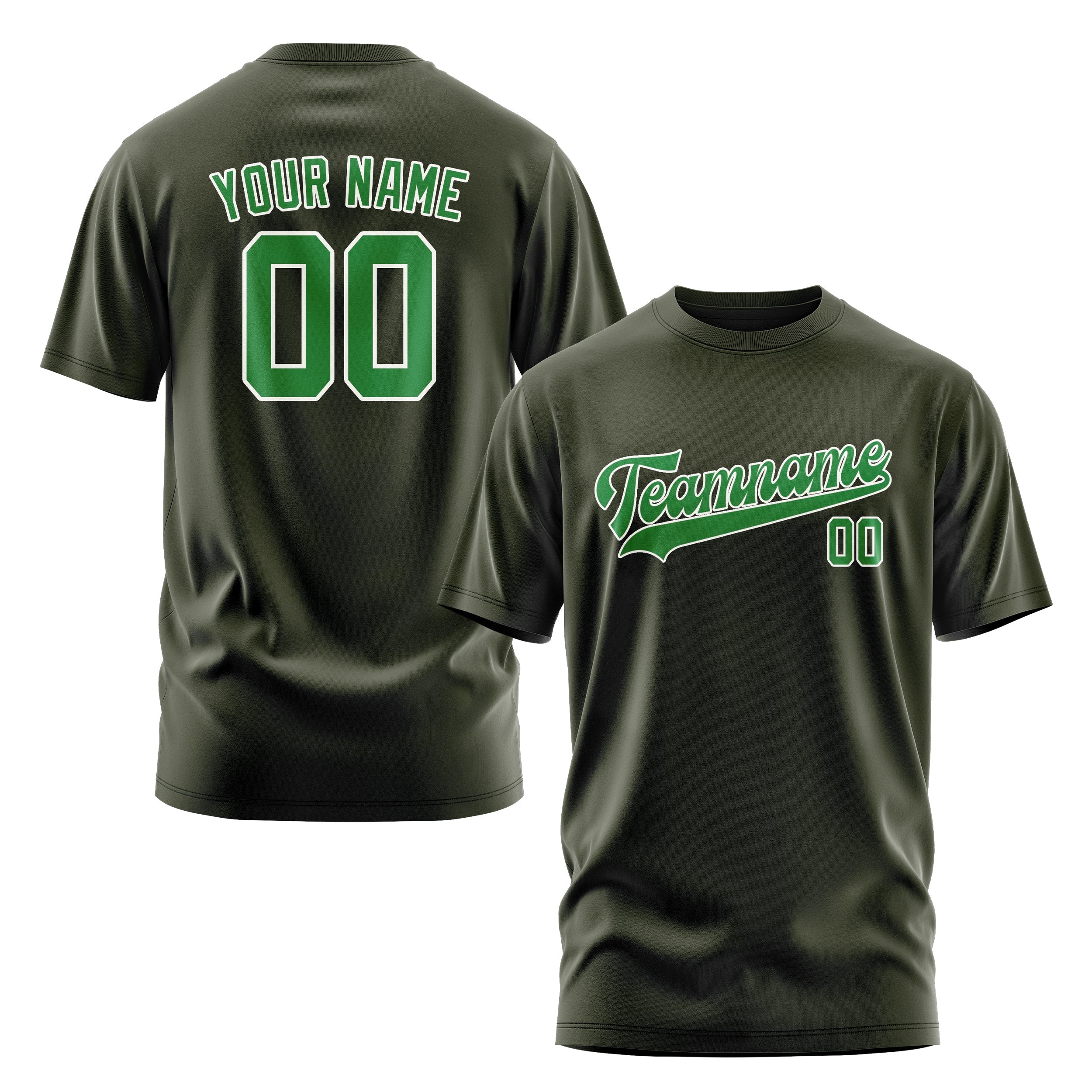 Custom Olive Emerald Green T-Shirt