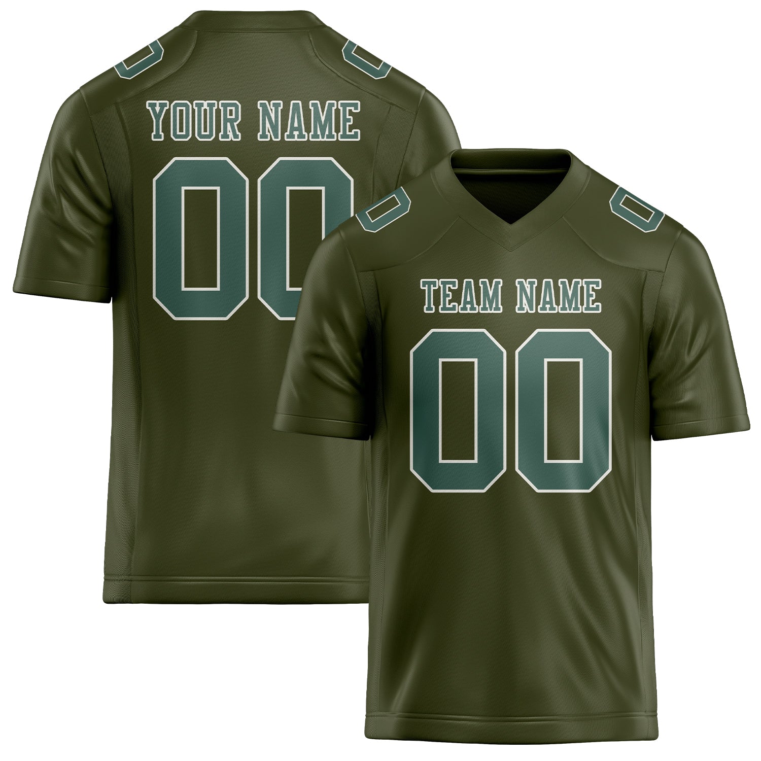 Custom Olive Blue Green Football Jersey