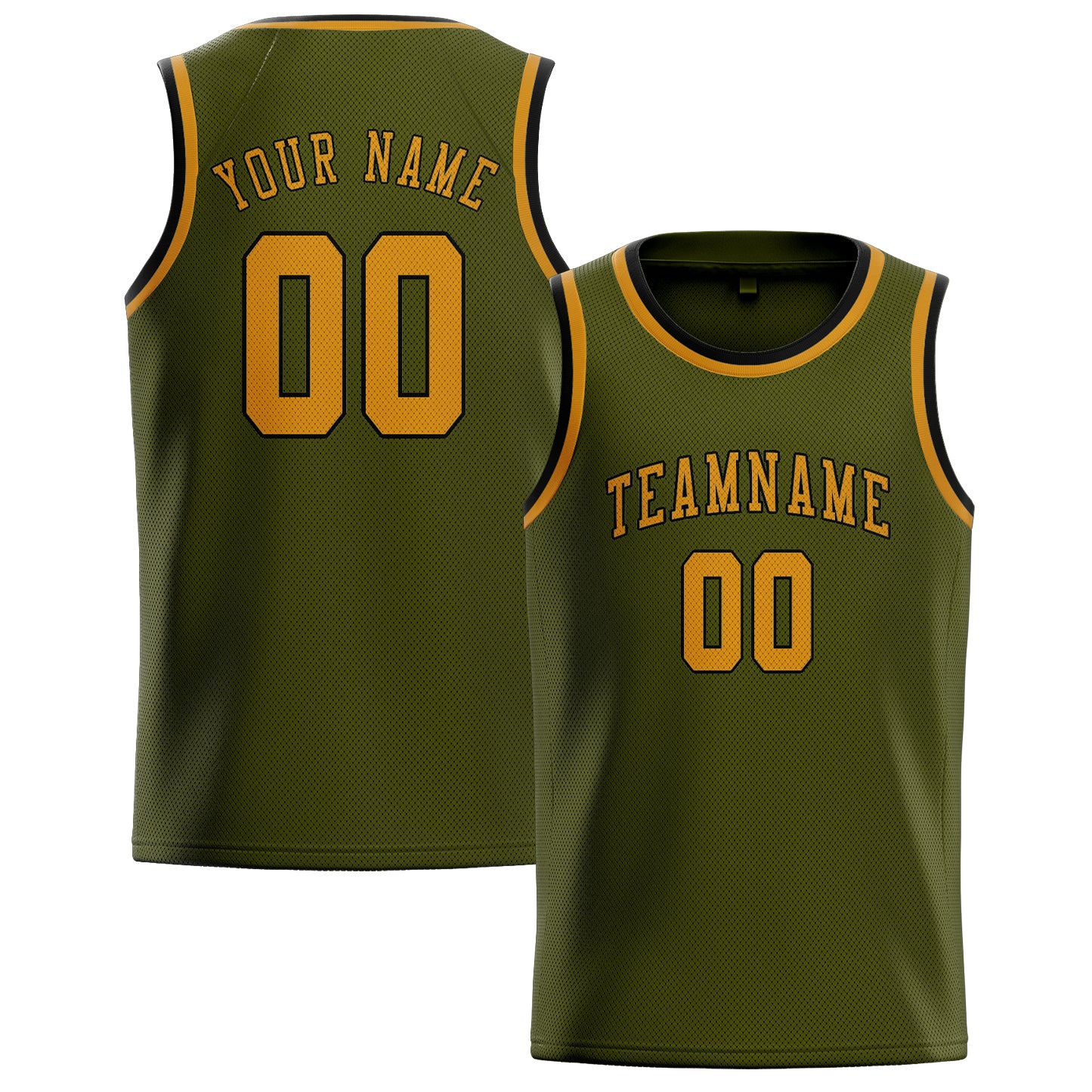 Custom Olive Yellow Basketball Jersey