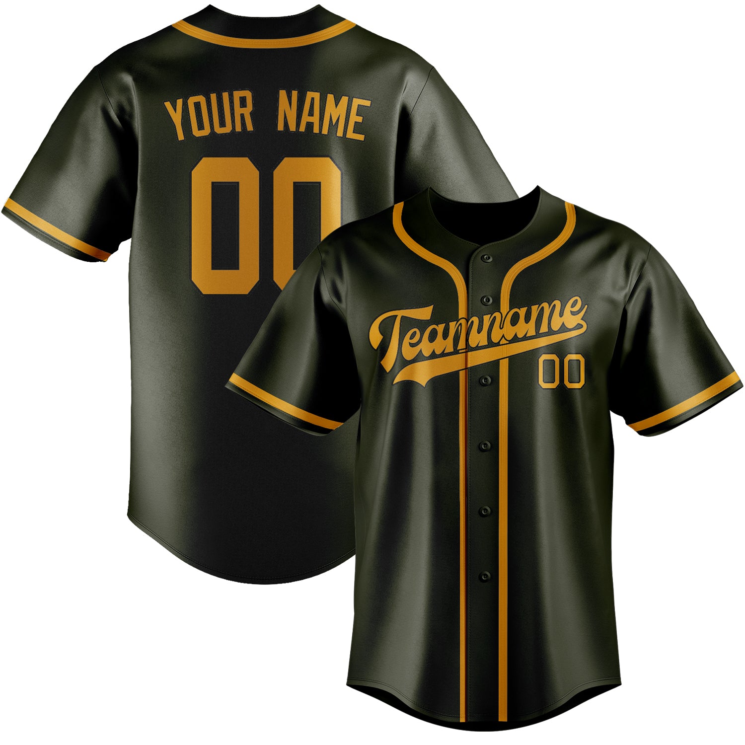 Custom Olive Yellow Baseball Jersey