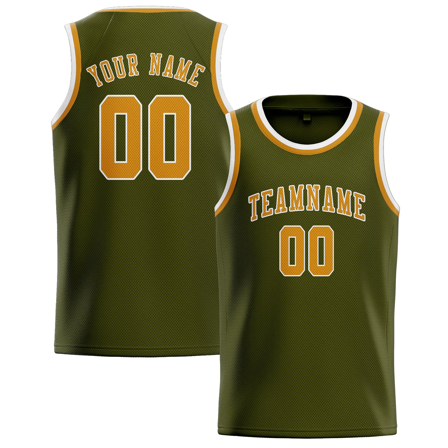 Custom Olive Yellow Basketball Jersey