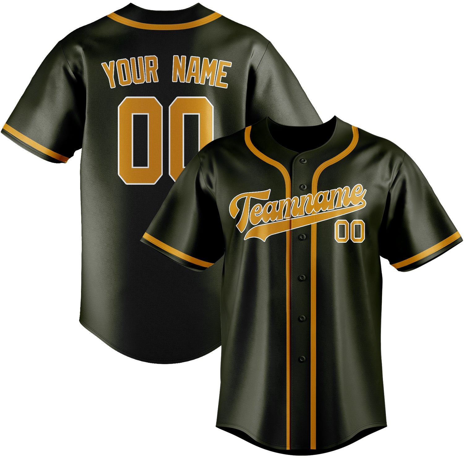 Custom Olive Yellow Baseball Jersey
