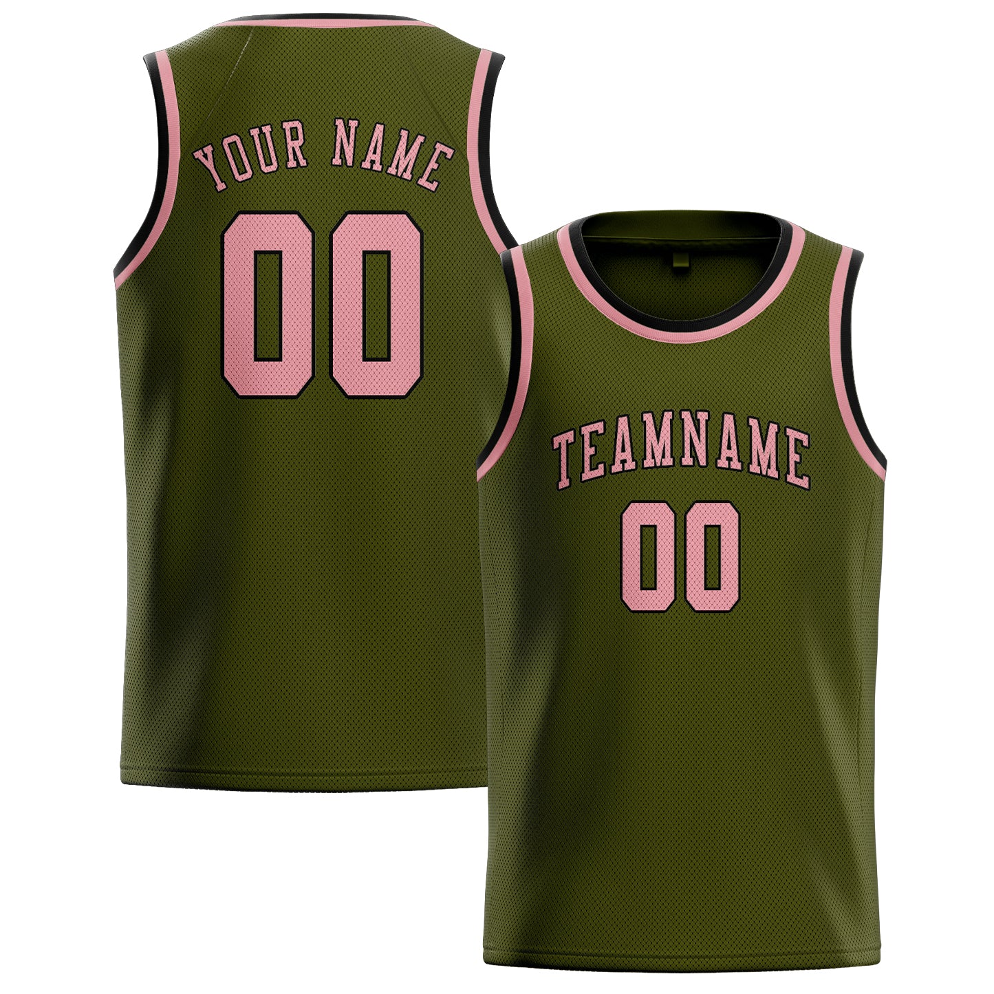 Custom Olive Light Pink Basketball Jersey
