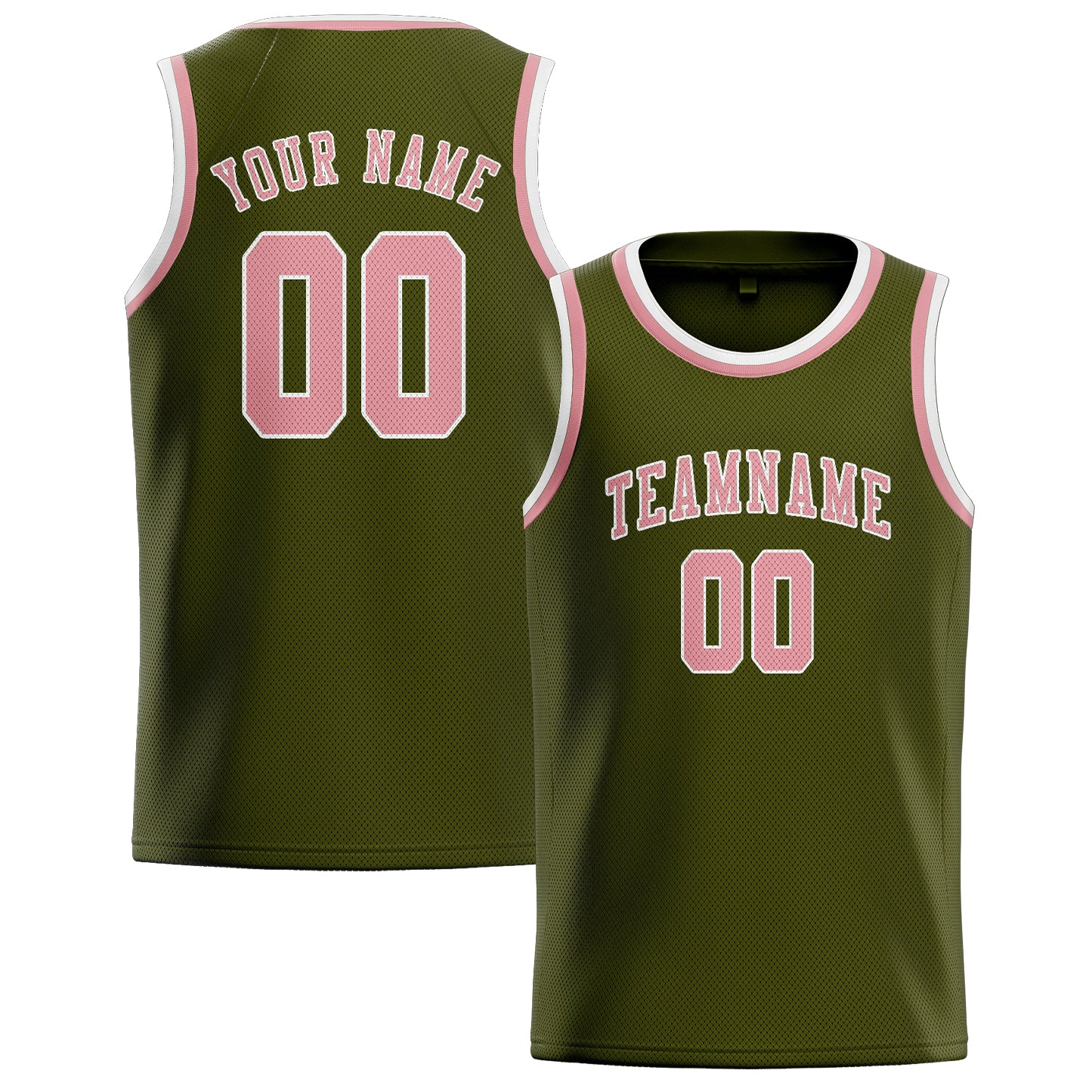 Custom Olive Light Pink Basketball Jersey