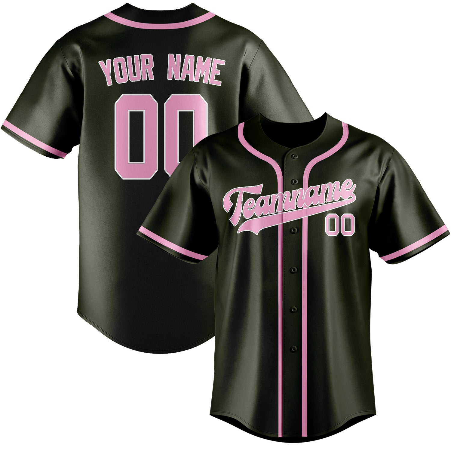 Custom Olive Light Pink Baseball Jersey